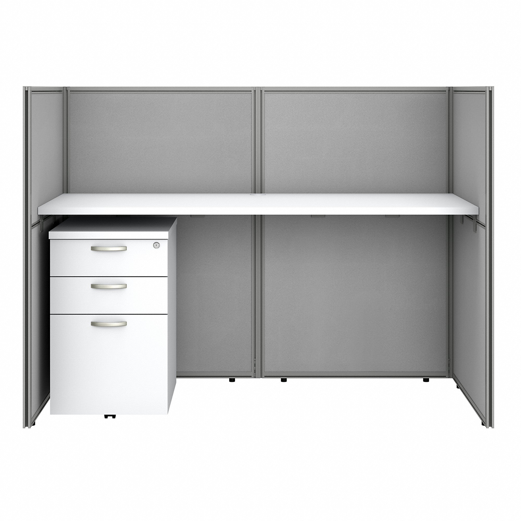 Bush Business Furniture Easy Office 60W Cubicle Desk with File Cabinet and 45H Closed Panels Workstation