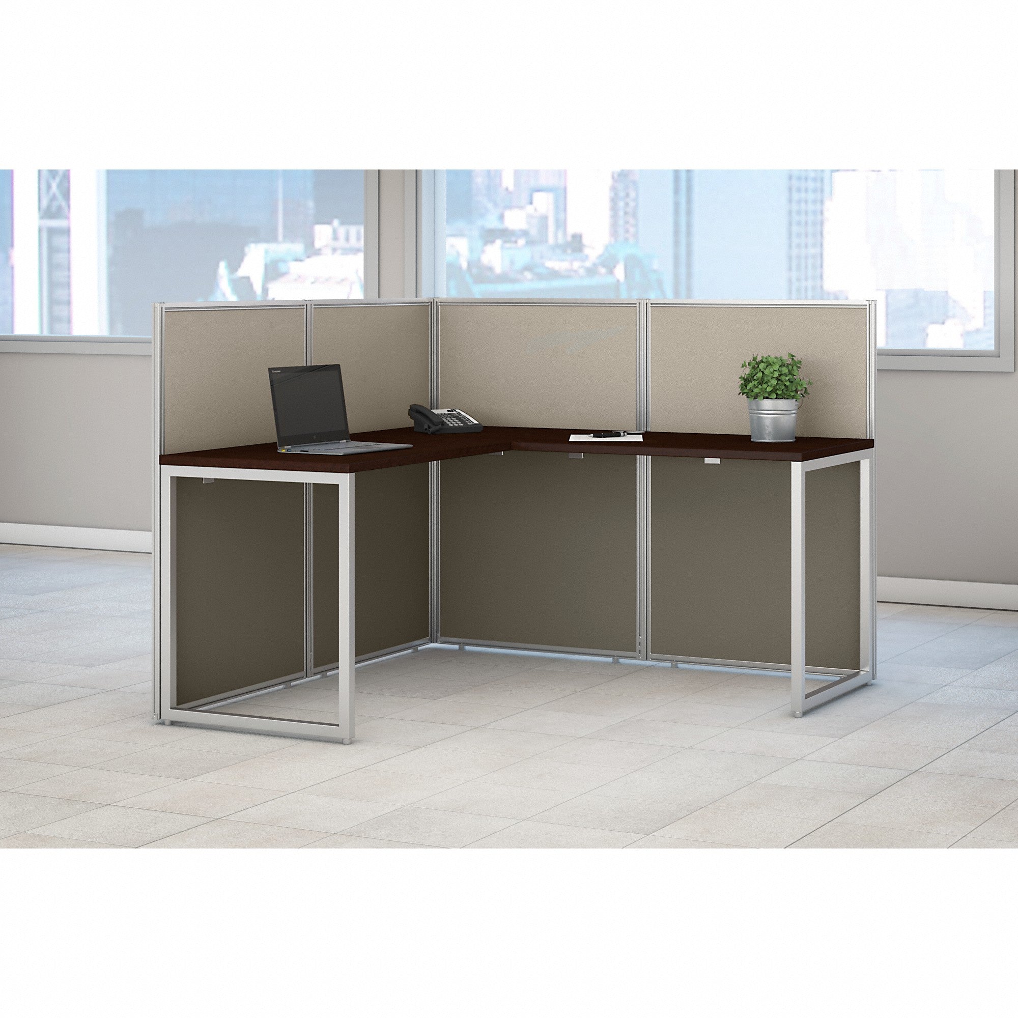 Bush Business Furniture Easy Office 60W L Shaped Cubicle Desk Workstation with 45H Panels