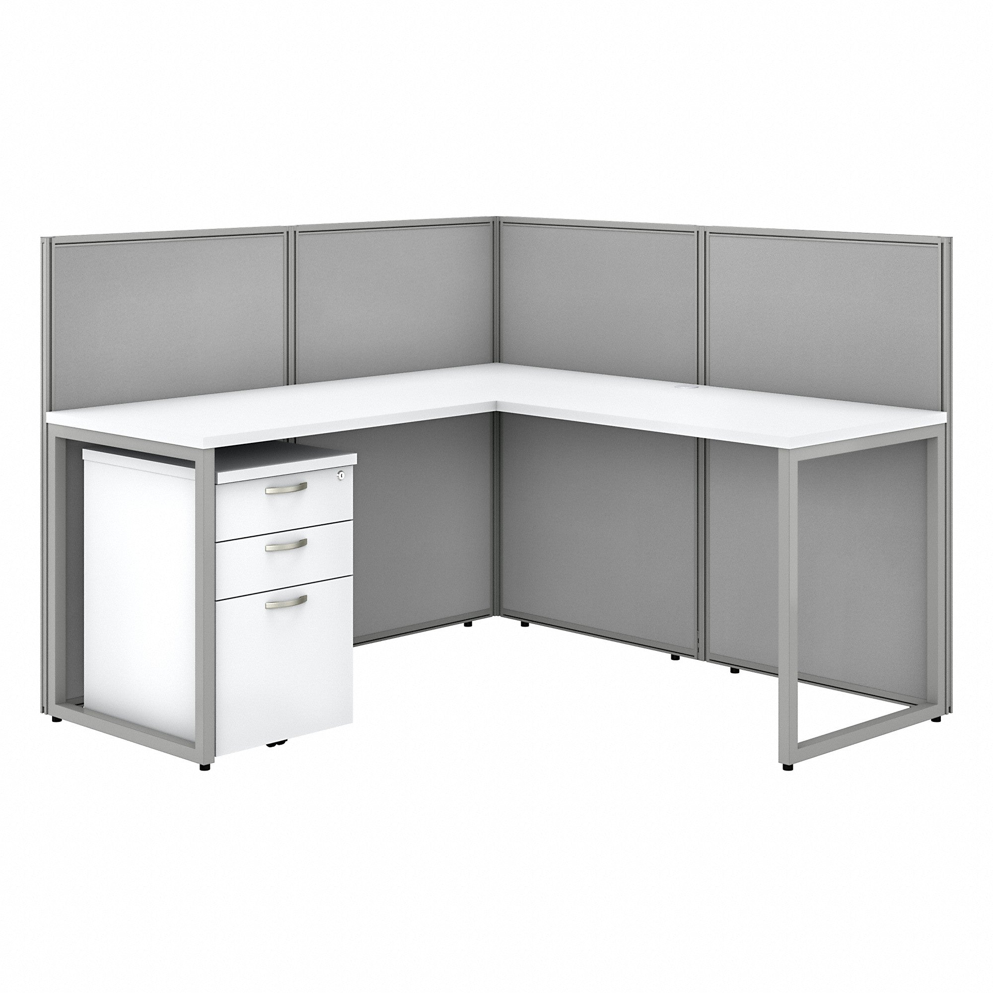 Bush Business Furniture Easy Office 60W L Shaped Cubicle Desk with File Cabinet and 45H Panels