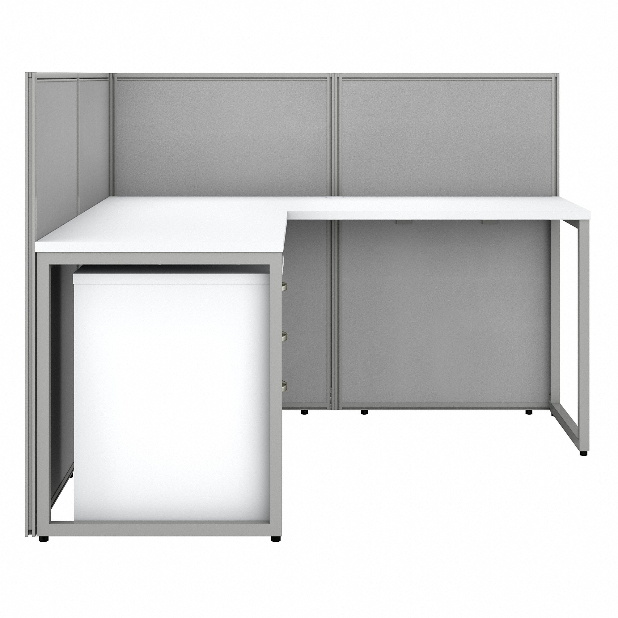 Bush Business Furniture Easy Office 60W L Shaped Cubicle Desk with File Cabinet and 45H Panels