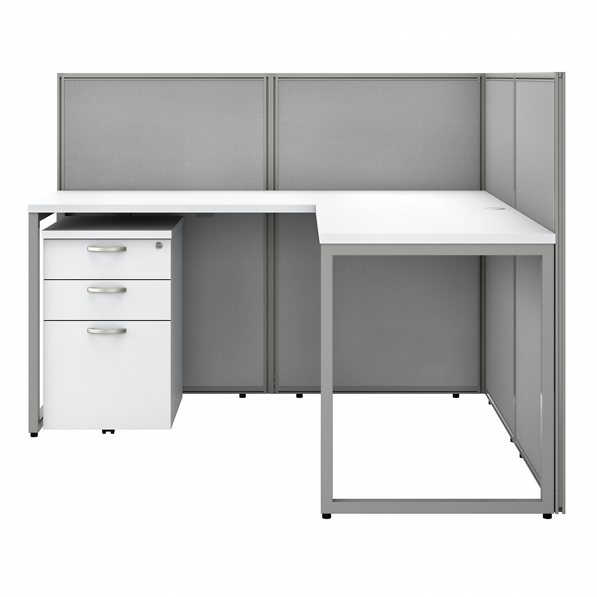 Bush Business Furniture Easy Office 60W L Shaped Cubicle Desk with File Cabinet and 45H Panels