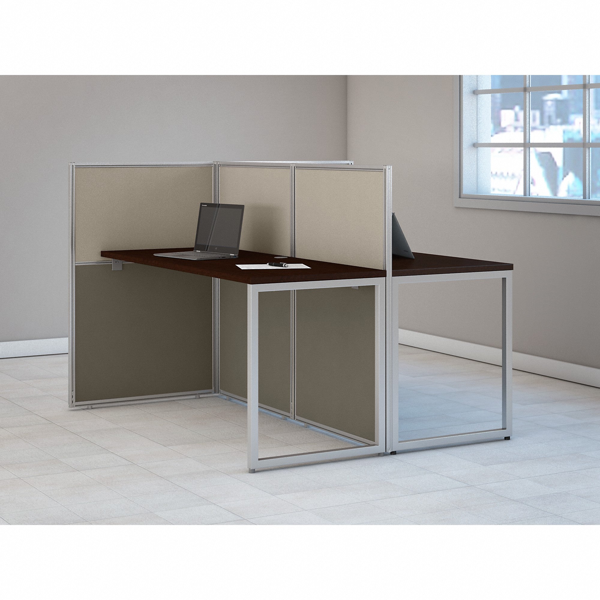 Bush Business Furniture Easy Office 60W 2 Person Cubicle Desk Workstation with 45H Panels