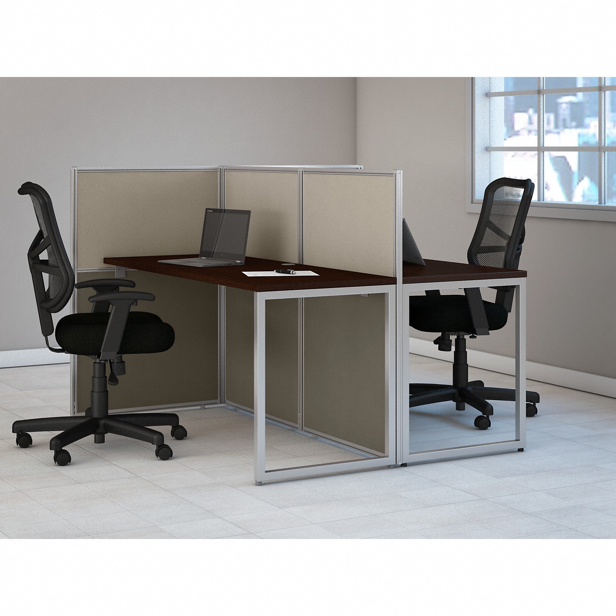 Bush Business Furniture Easy Office 60W 2 Person Cubicle Desk Workstation with 45H Panels