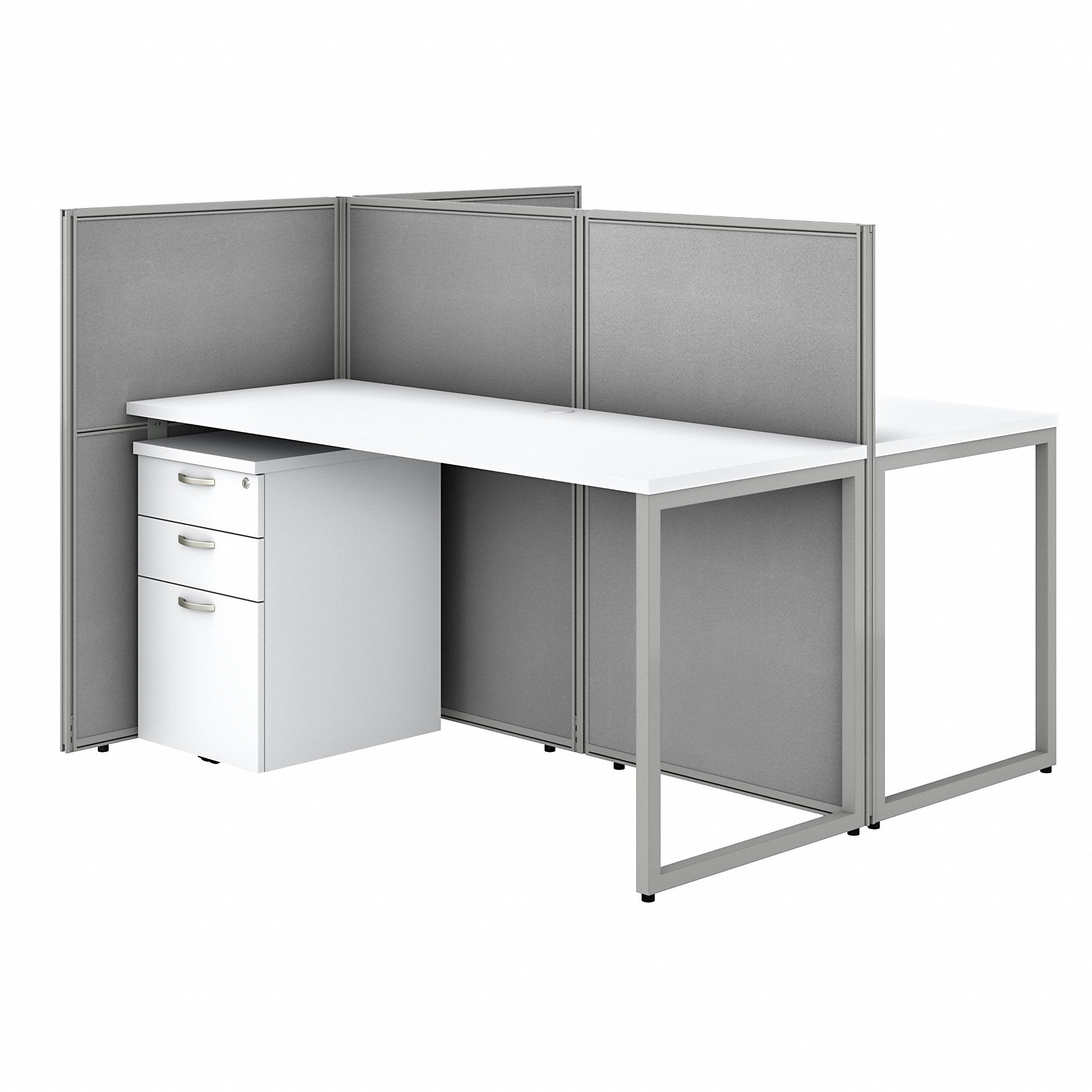 Bush Business Furniture Easy Office 60W 2 Person Cubicle Desk with File Cabinets and 45H Panels