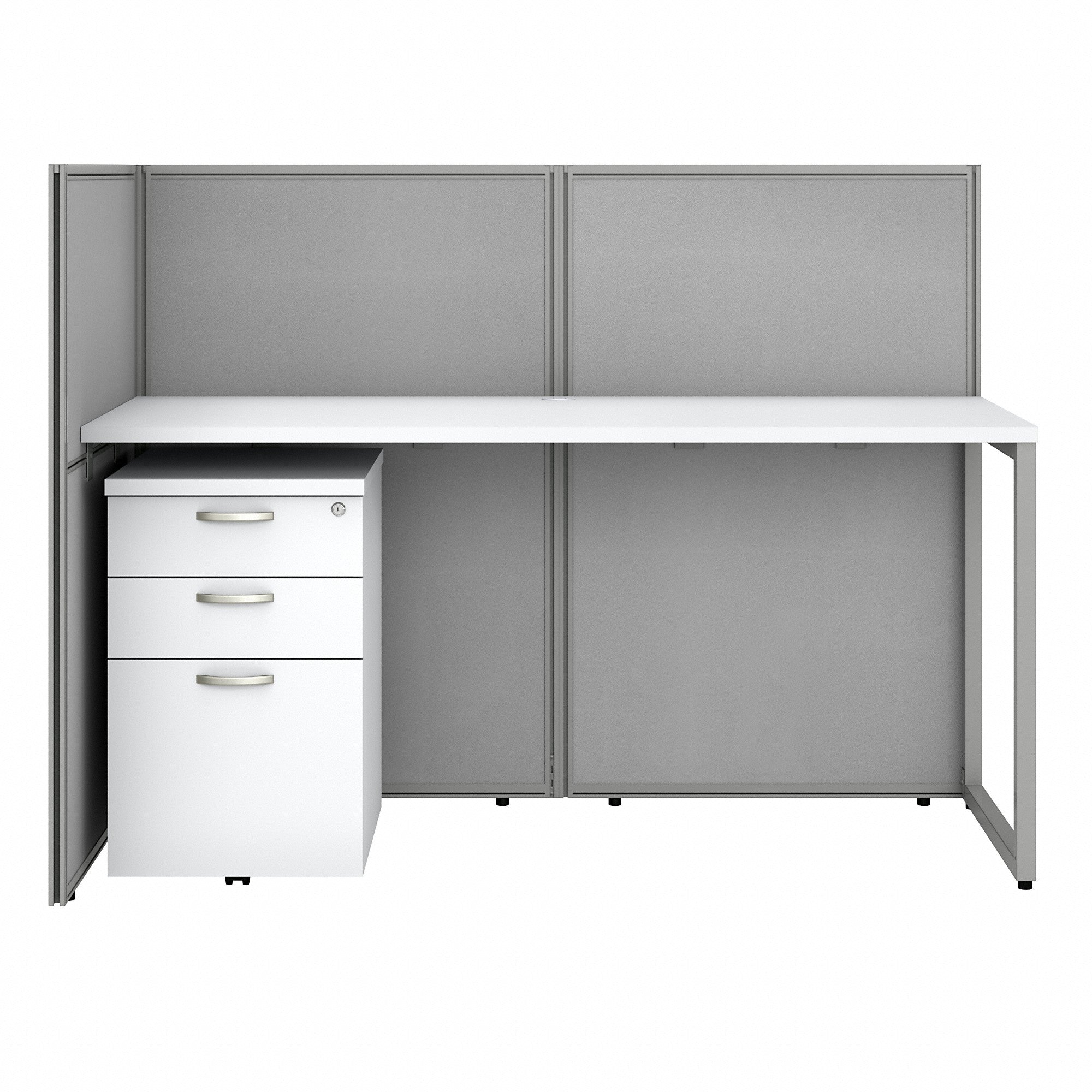 Bush Business Furniture Easy Office 60W 2 Person Cubicle Desk with File Cabinets and 45H Panels