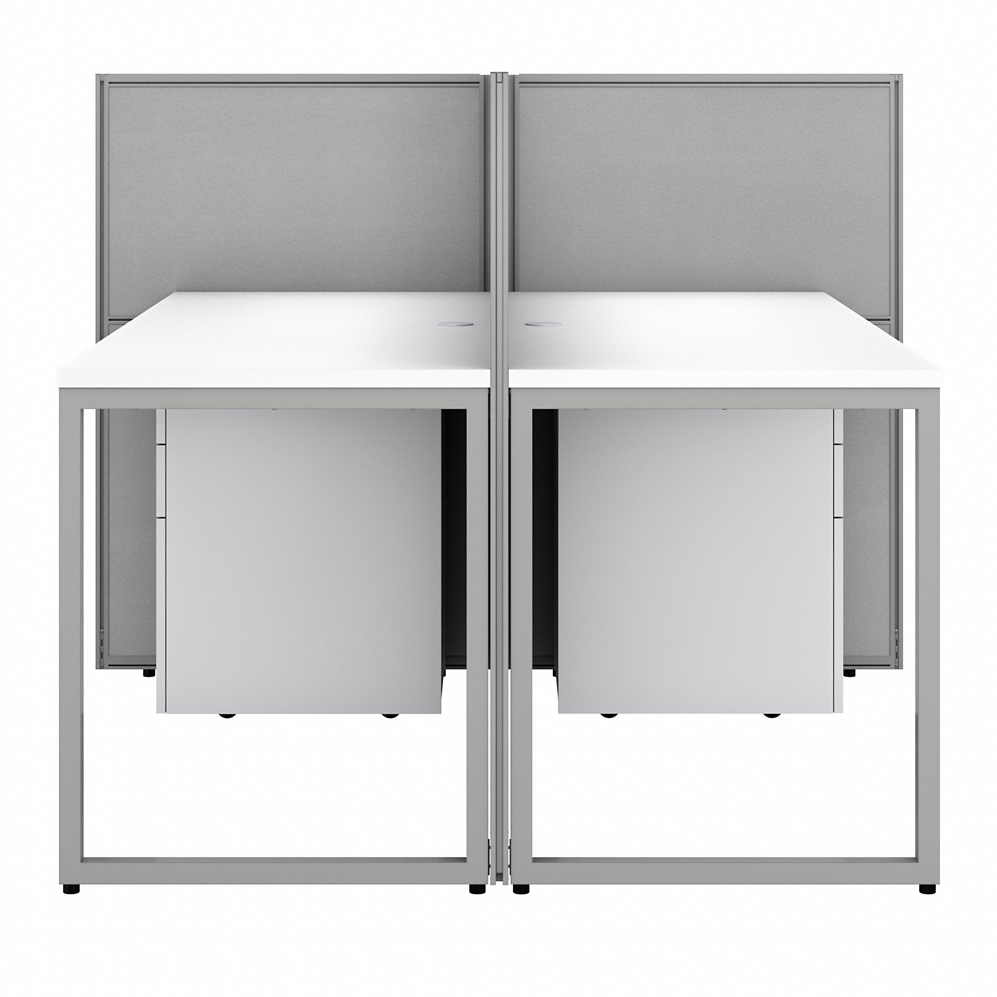 Bush Business Furniture Easy Office 60W 2 Person Cubicle Desk with File Cabinets and 45H Panels