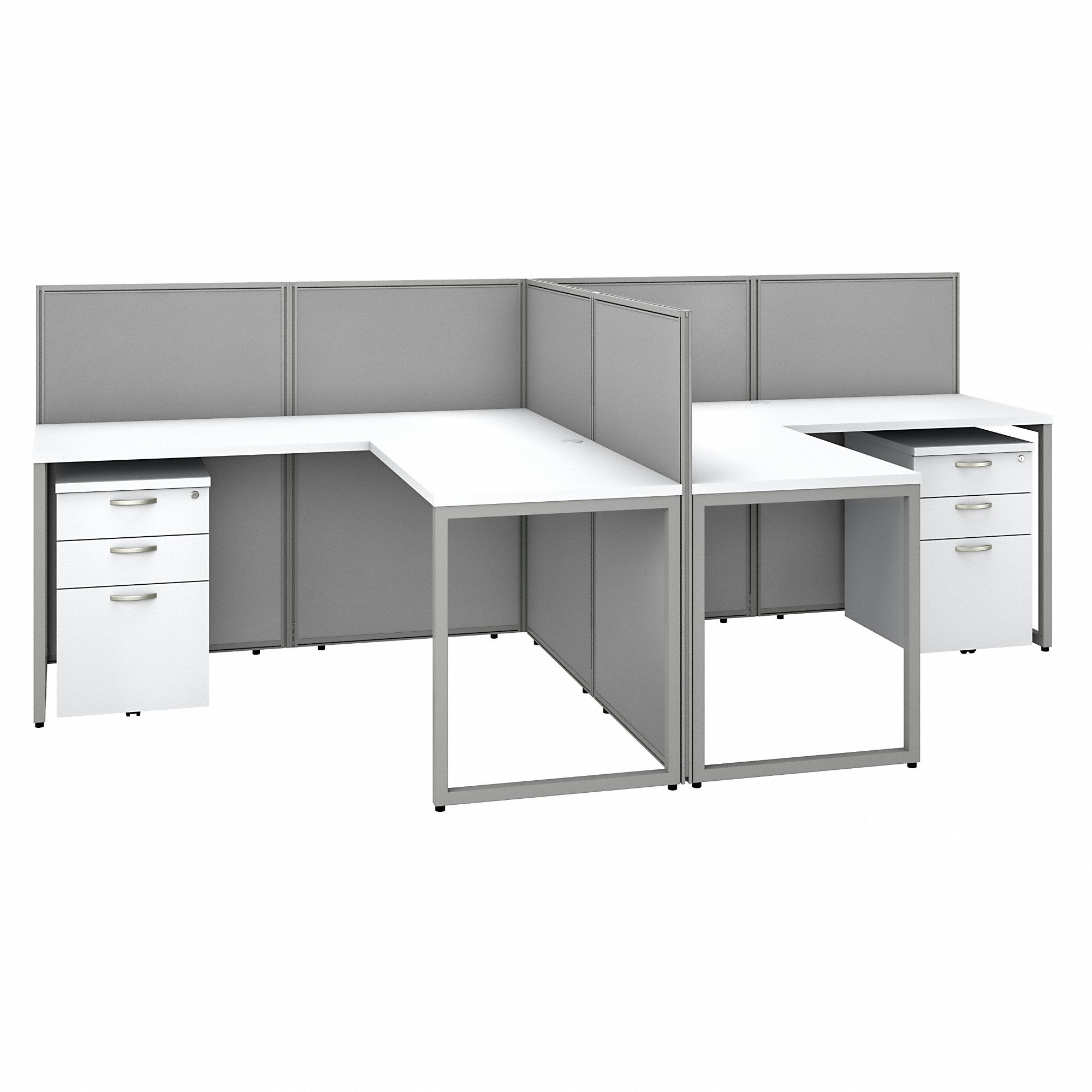 Bush Business Furniture Easy Office 60W 2 Person L Shaped Cubicle Desk with Drawers and 45H Panels