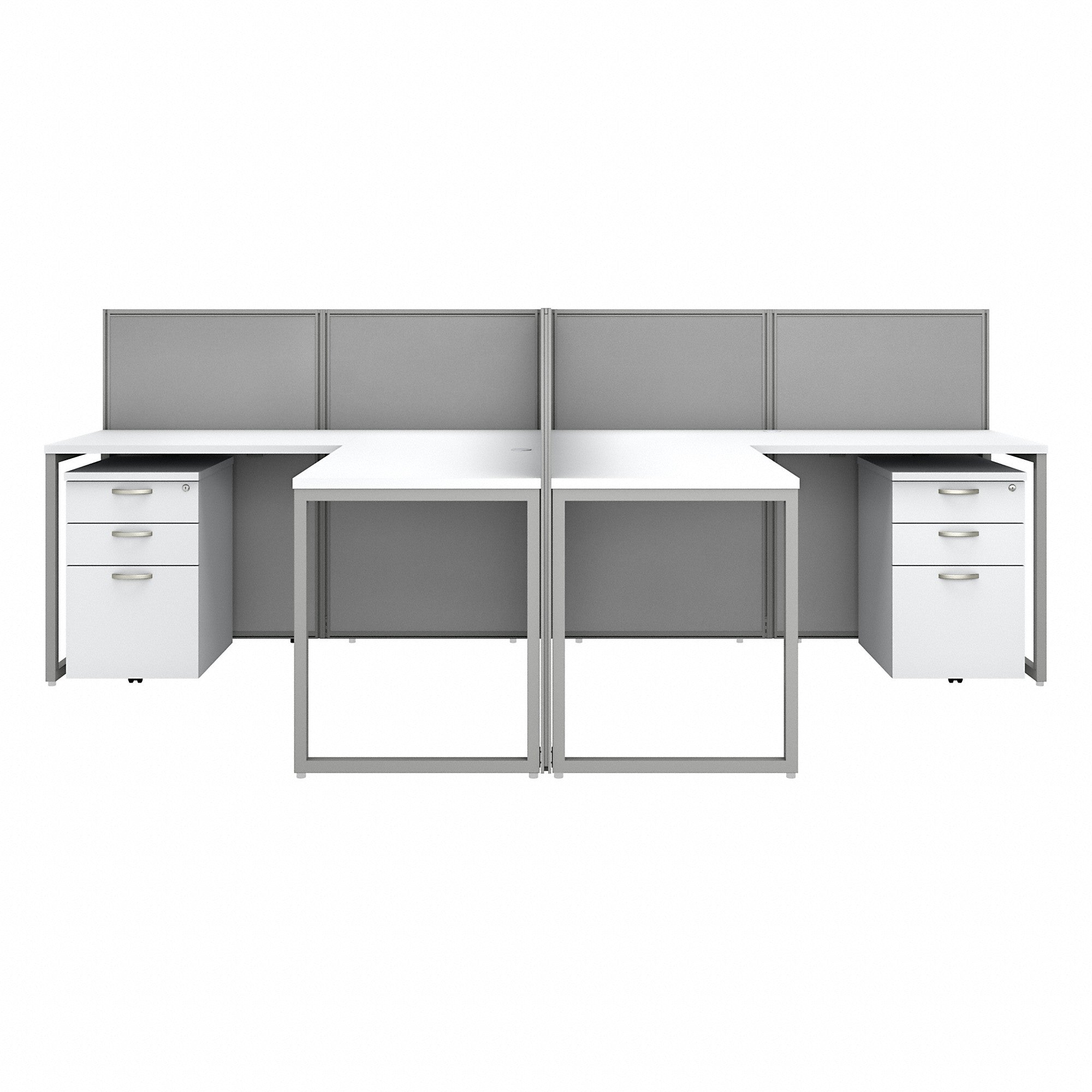 Bush Business Furniture Easy Office 60W 2 Person L Shaped Cubicle Desk with Drawers and 45H Panels