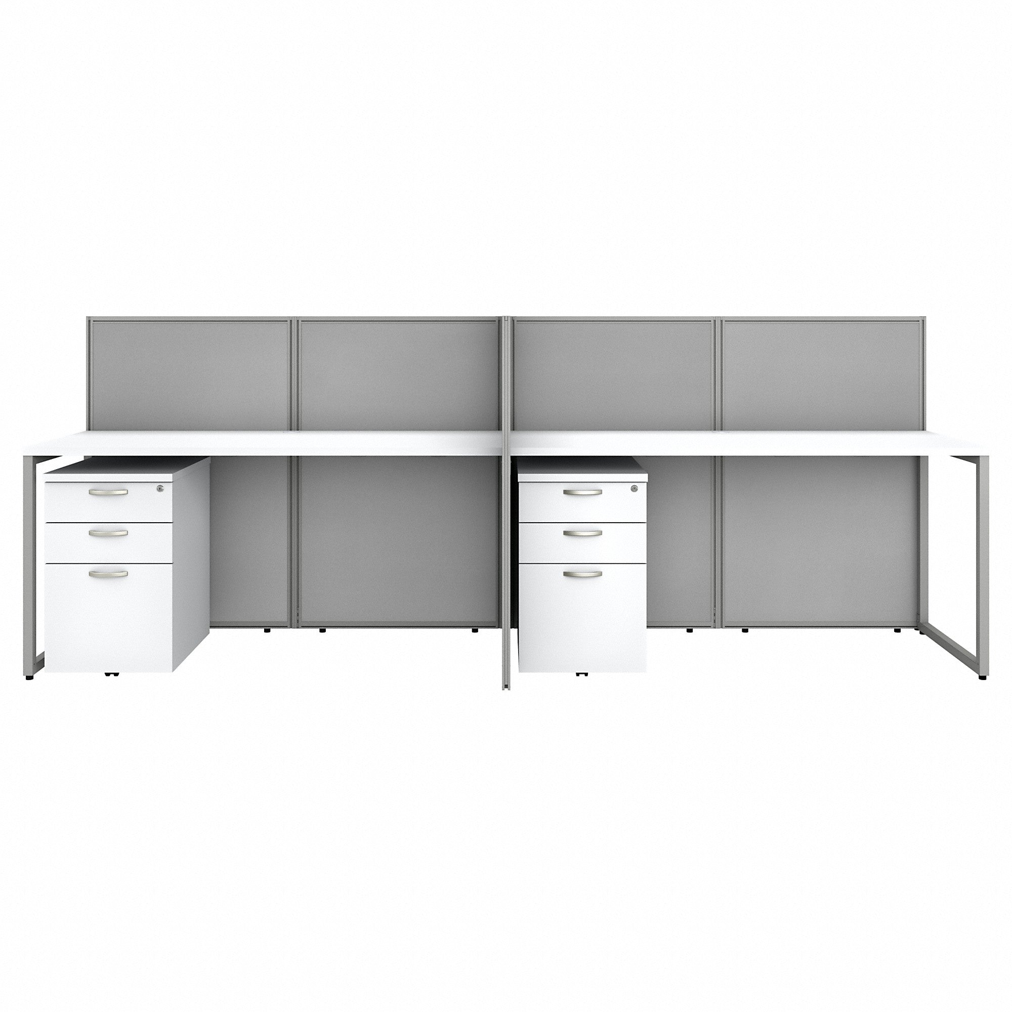 Bush Business Furniture Easy Office 60W 4 Person Cubicle Desk with File Cabinets and 45H Panels