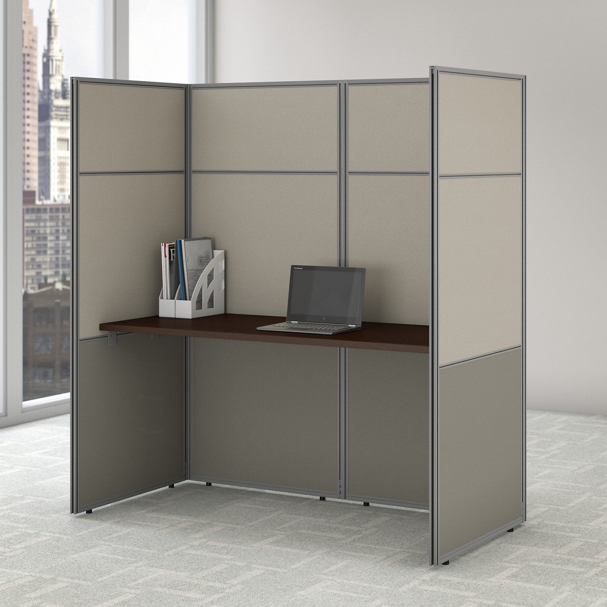 Bush Business Furniture Easy Office 60W Cubicle Desk Workstation with 66H Closed Panels