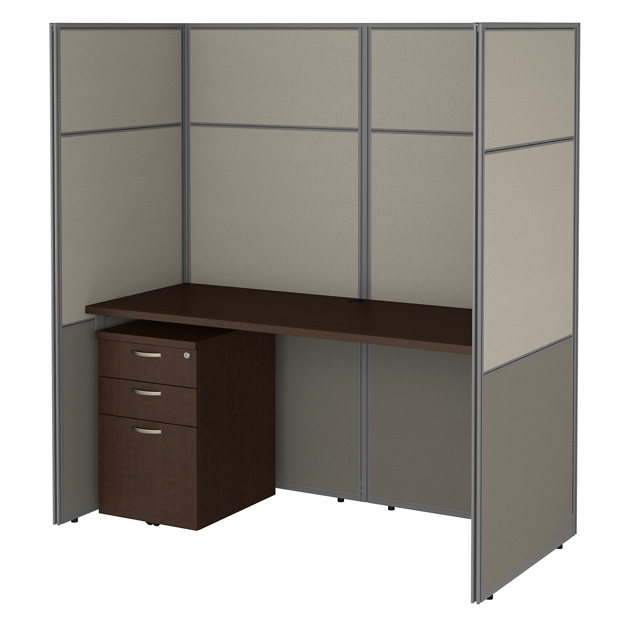 Bush Business Furniture Easy Office 60W Cubicle Desk with File Cabinet and 66H Closed Panels Workstation