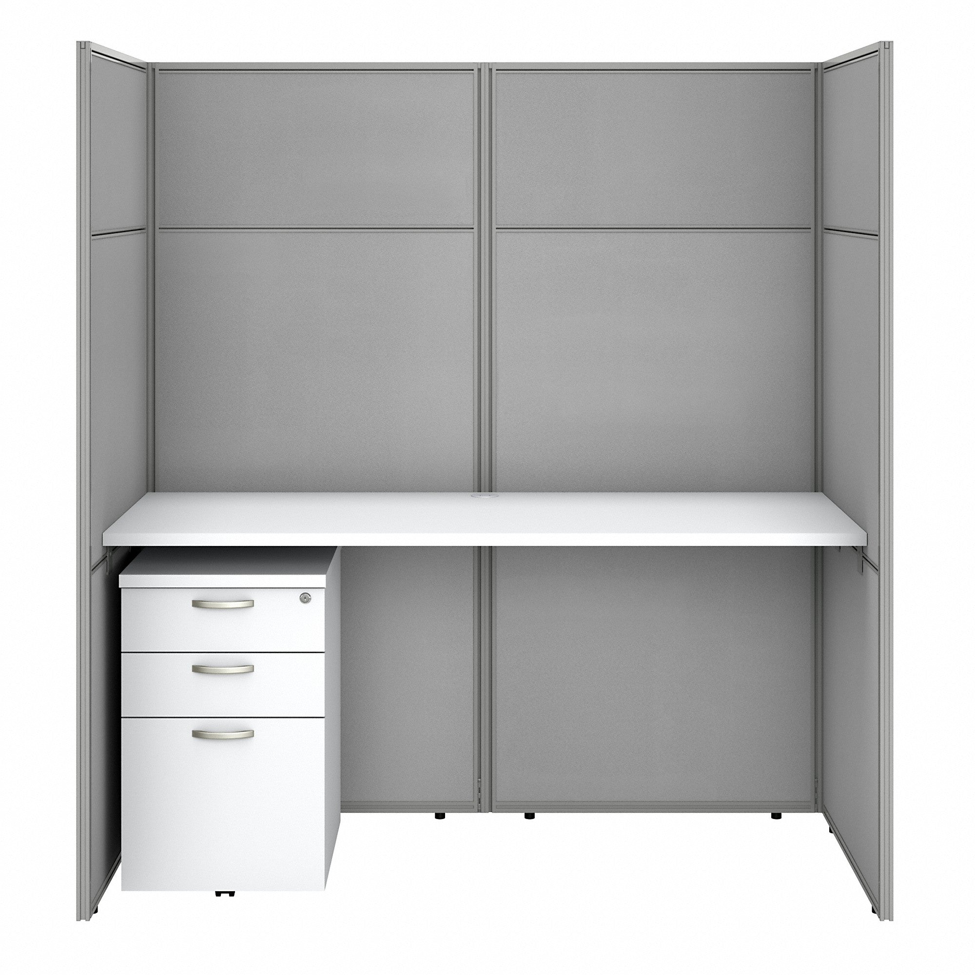 Bush Business Furniture Easy Office 60W Cubicle Desk with File Cabinet and 66H Closed Panels Workstation