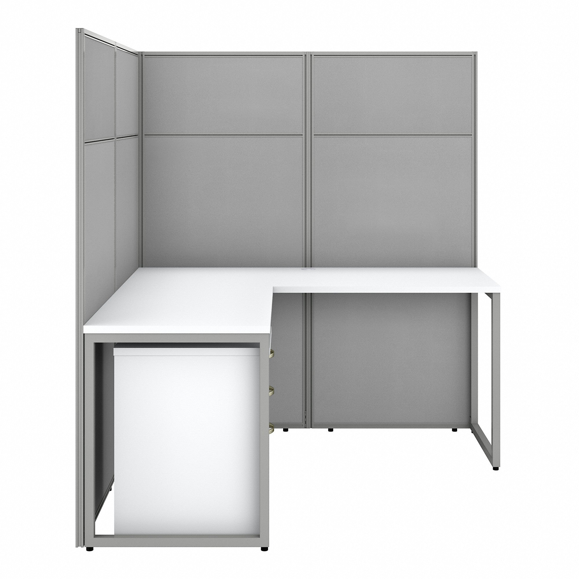 Bush Business Furniture Easy Office 60W L Shaped Cubicle Desk with File Cabinet and 66H Panels