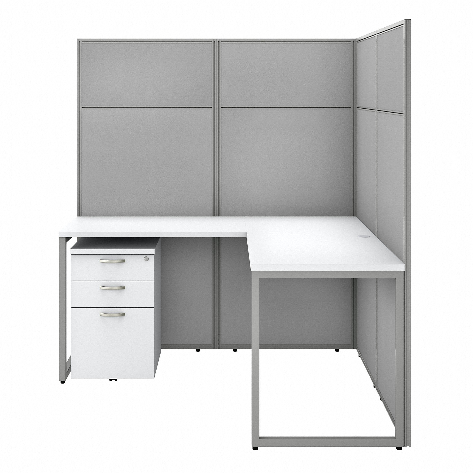 Bush Business Furniture Easy Office 60W L Shaped Cubicle Desk with File Cabinet and 66H Panels