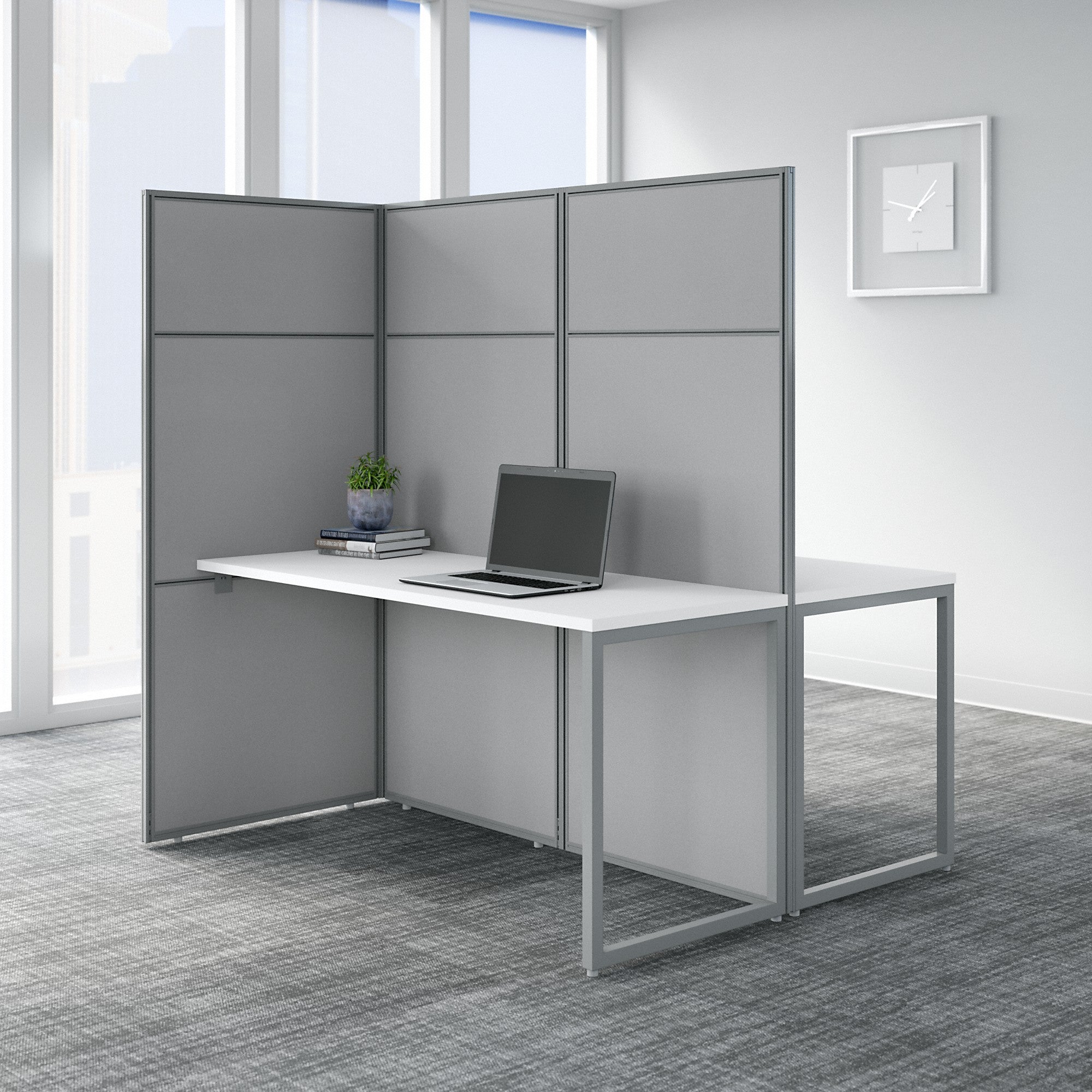 Bush Business Furniture Easy Office 60W 2 Person Cubicle Desk Workstation with 66H Panels