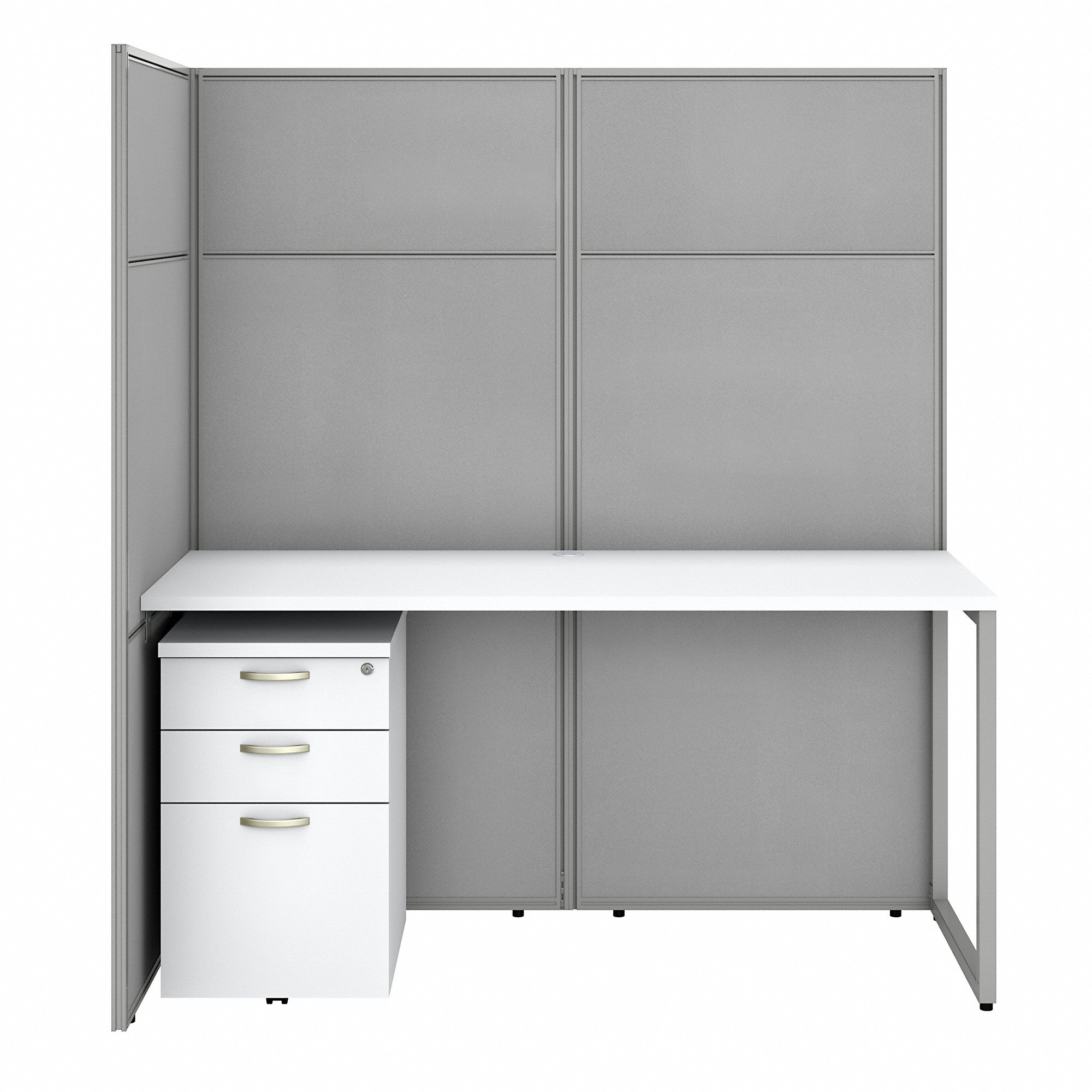 Bush Business Furniture Easy Office 60W 2 Person Cubicle Desk with File Cabinets and 66H Panels