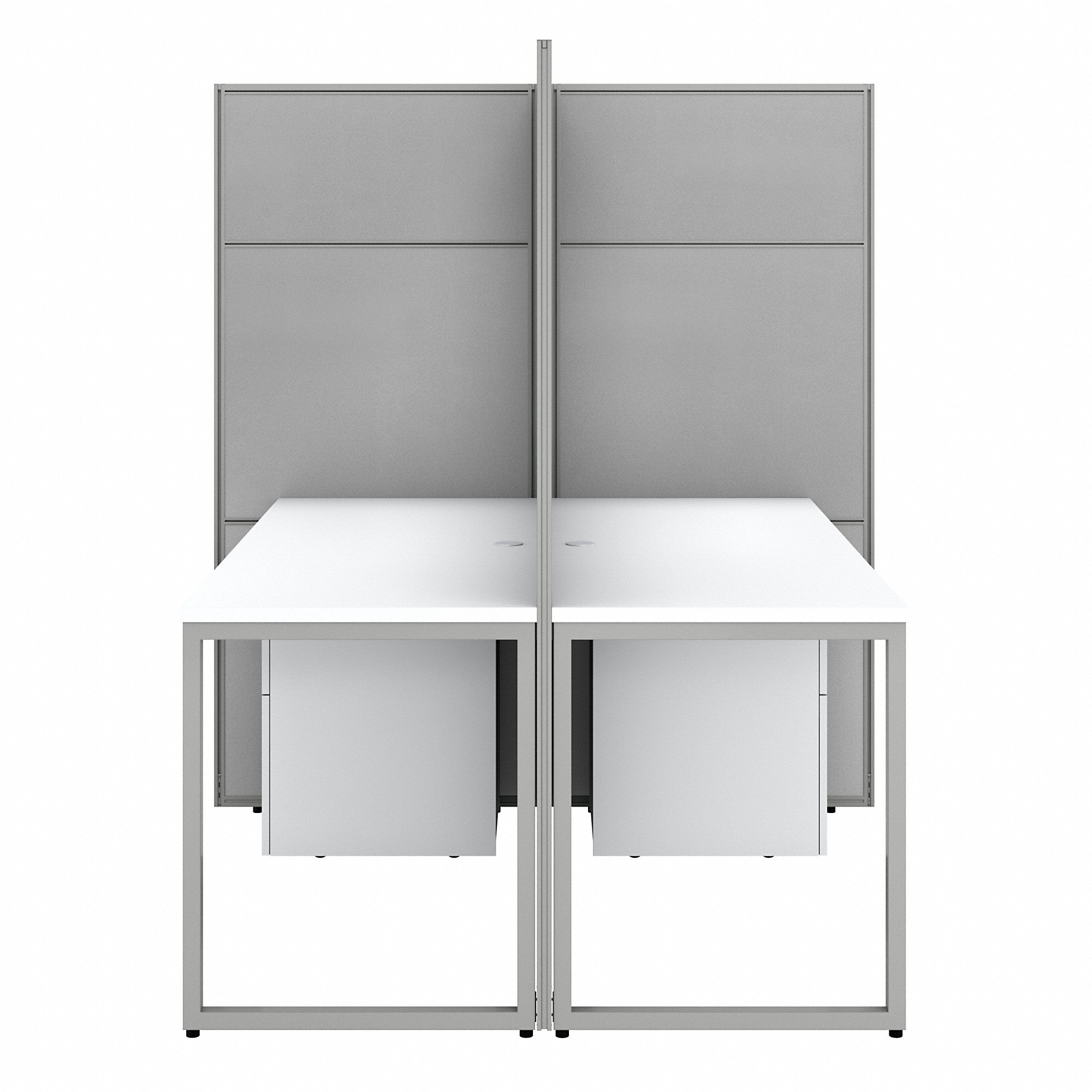 Bush Business Furniture Easy Office 60W 2 Person Cubicle Desk with File Cabinets and 66H Panels