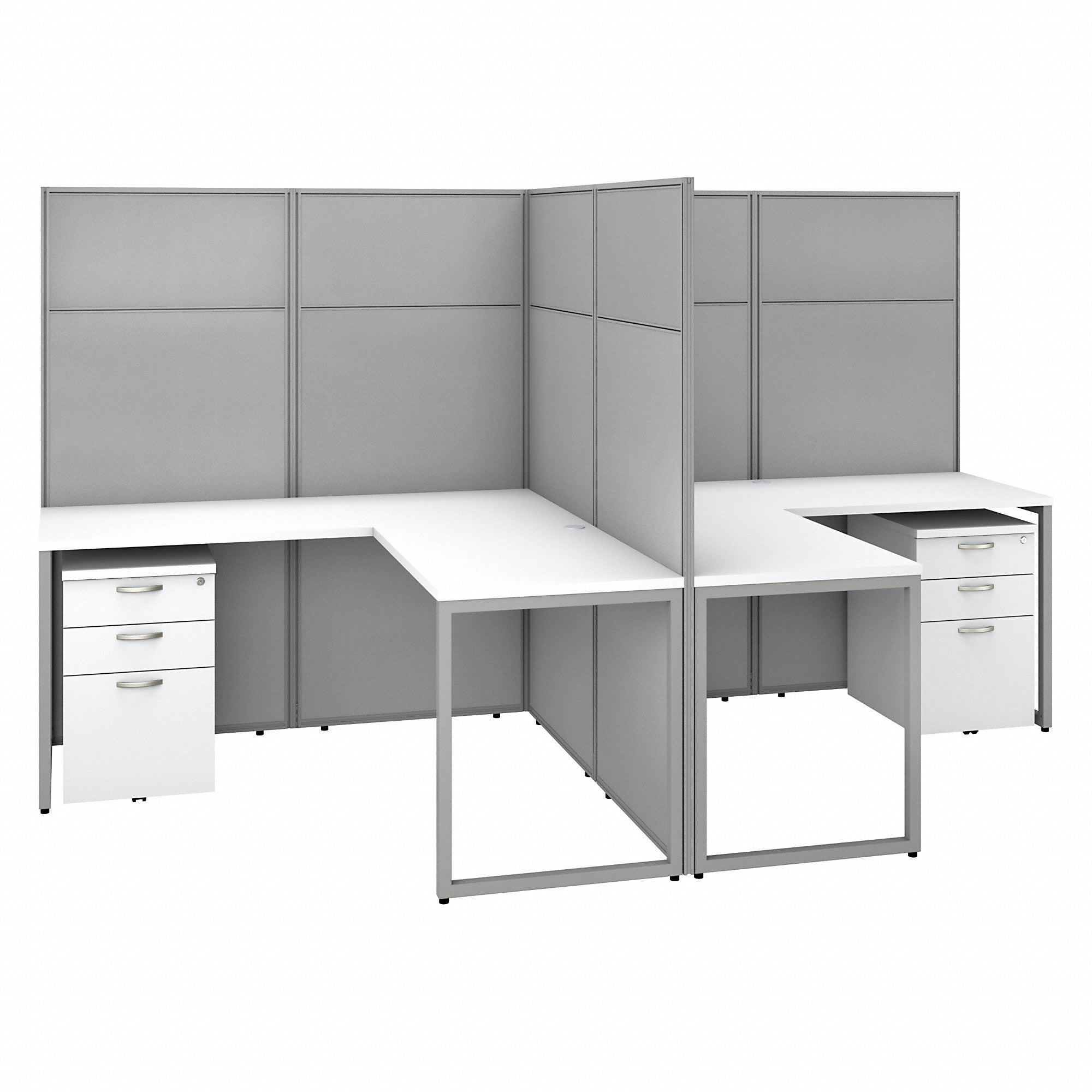 Bush Business Furniture Easy Office 60W 2 Person L Shaped Cubicle Desk with Drawers and 66H Panels