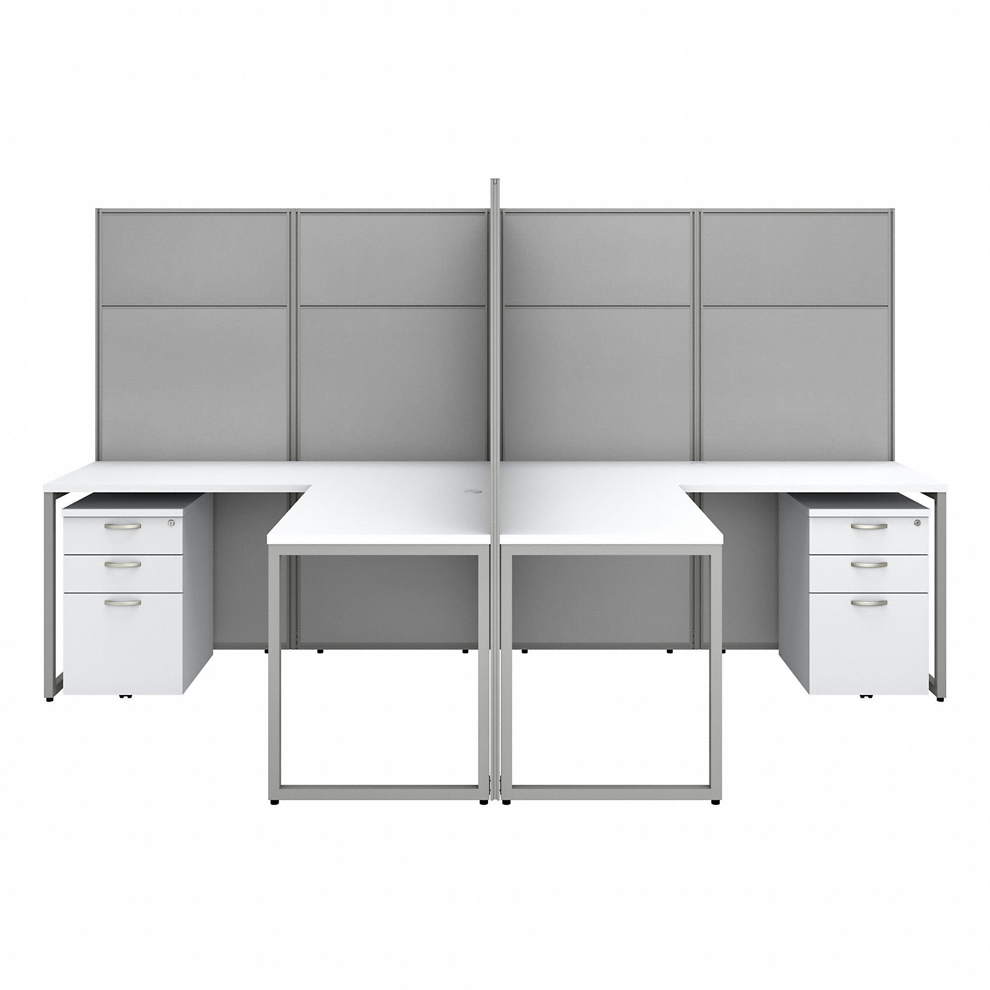 Bush Business Furniture Easy Office 60W 2 Person L Shaped Cubicle Desk with Drawers and 66H Panels