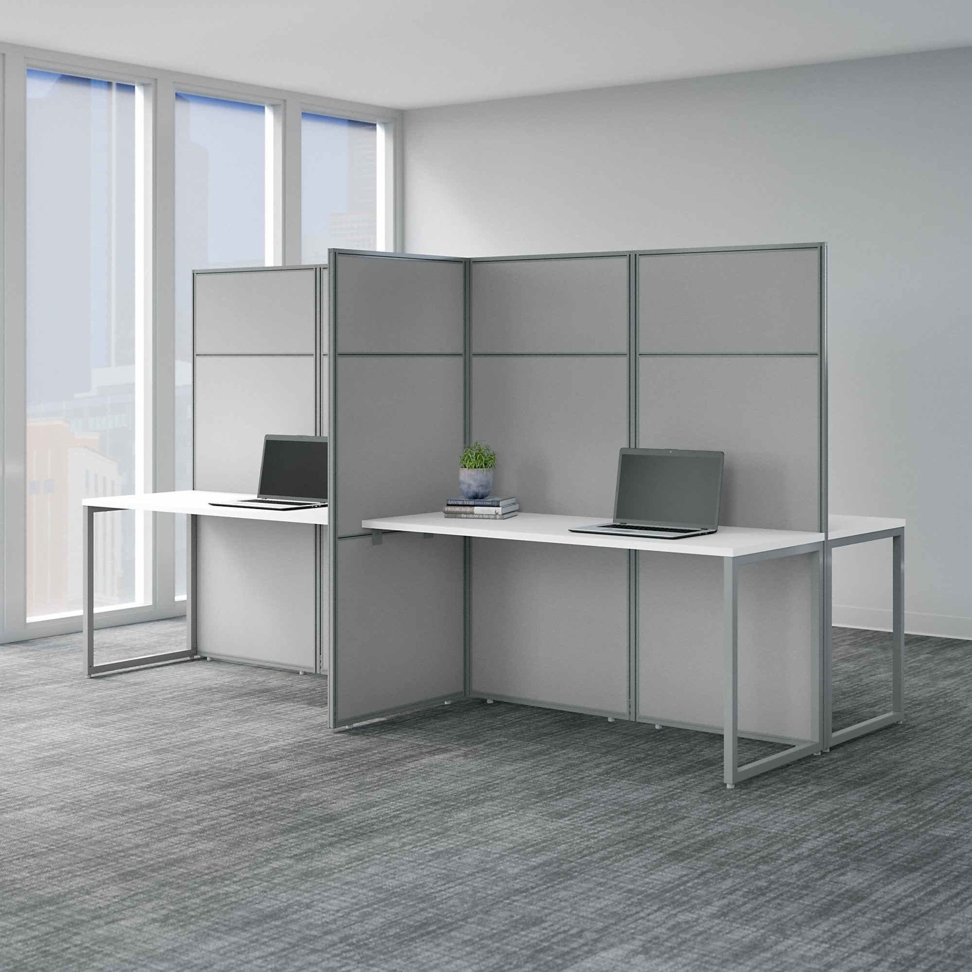 Bush Business Furniture Easy Office 60W 4 Person Cubicle Desk Workstation with 66H Panels