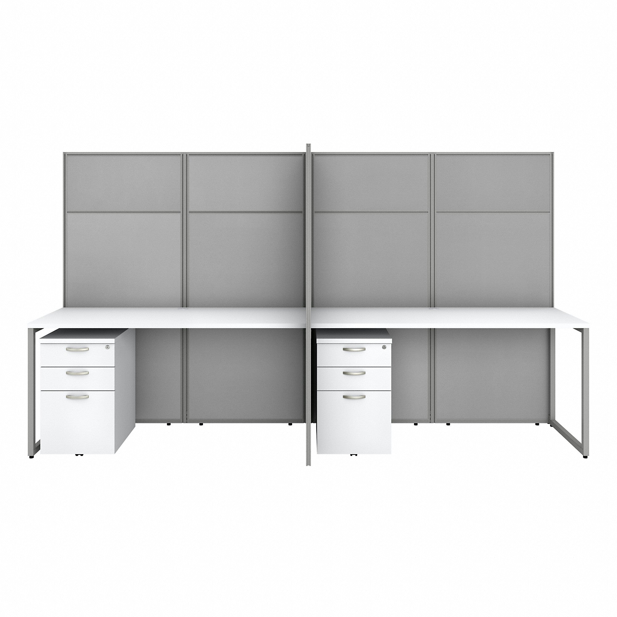 Bush Business Furniture Easy Office 60W 4 Person Cubicle Desk with File Cabinets and 66H Panels