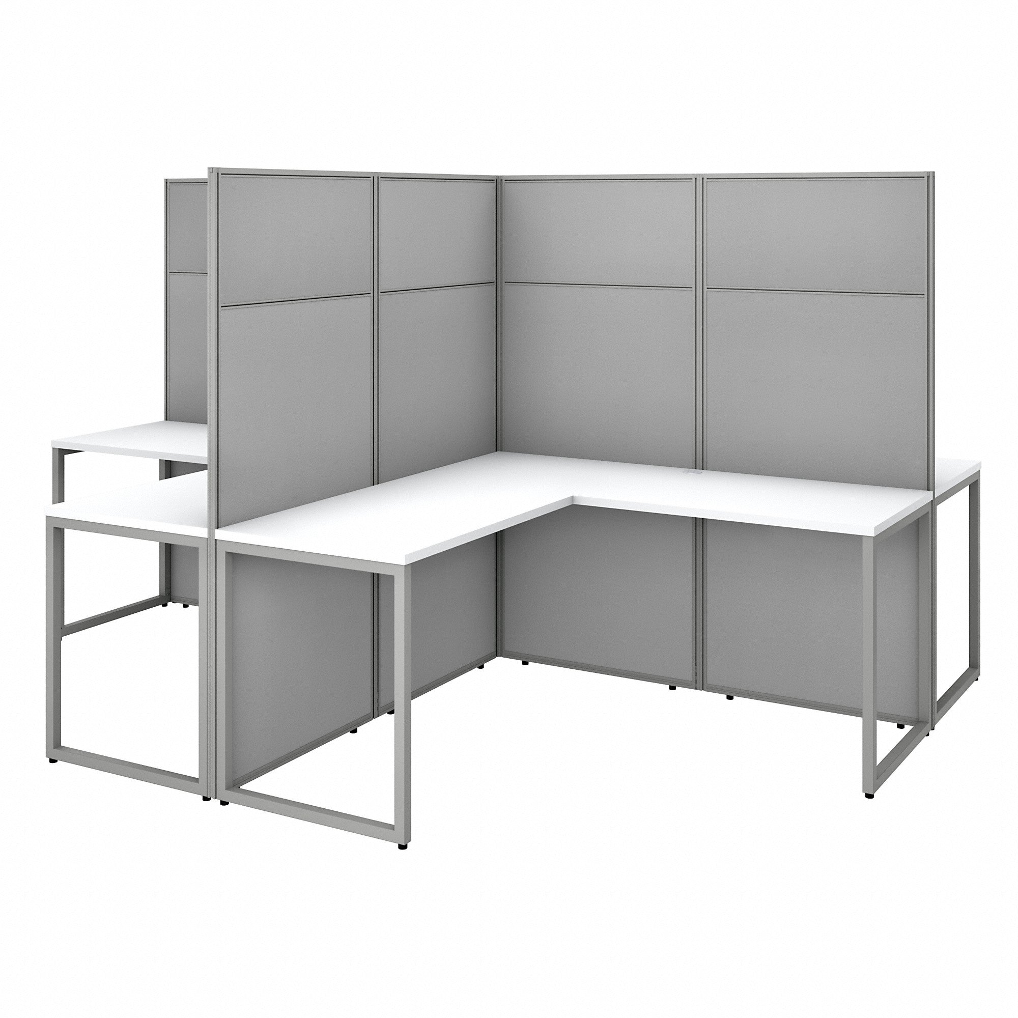 Bush Business Furniture Easy Office 60W 4 Person L Shaped Cubicle Desk Workstation with 66H Panels