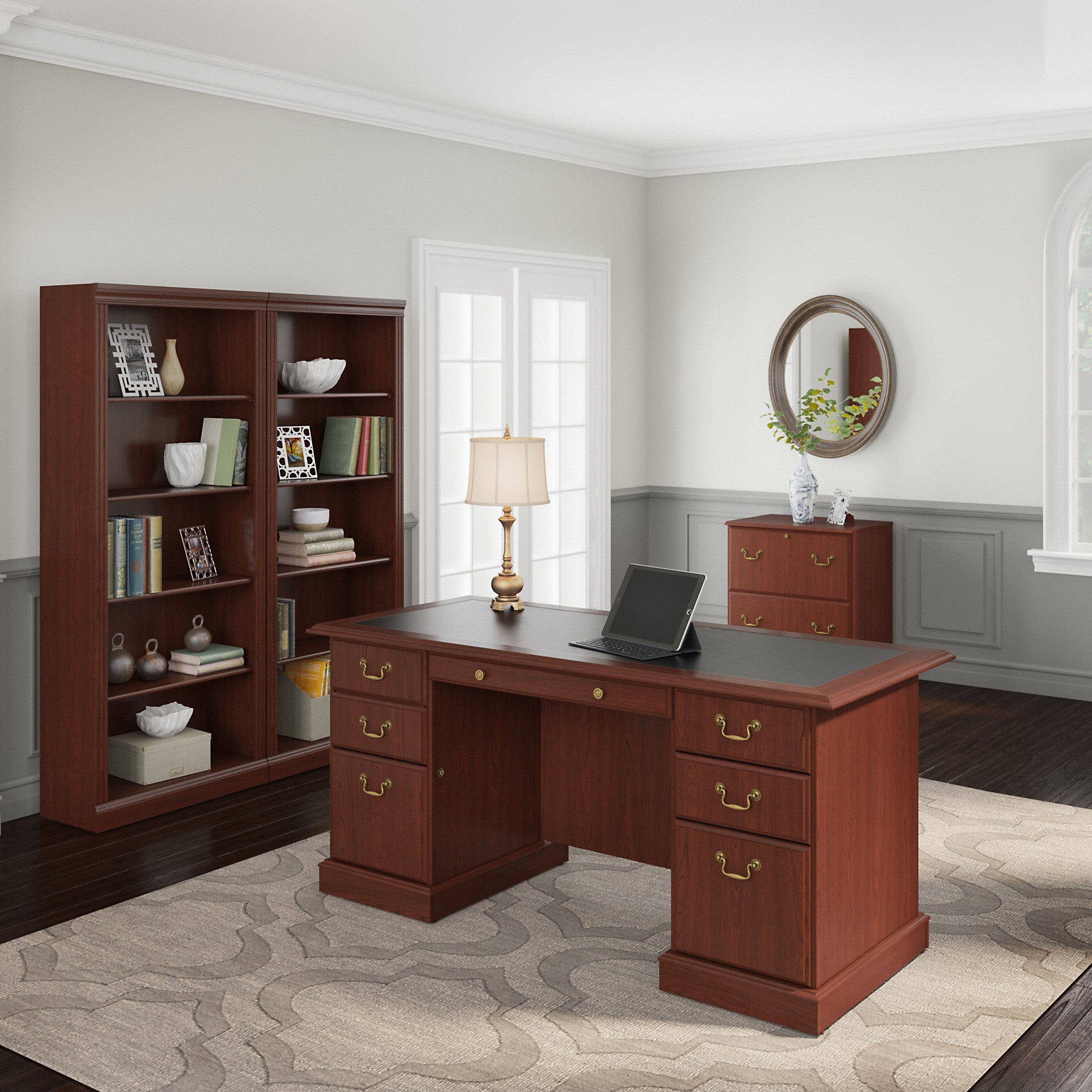 Bush Furniture Saratoga Executive Desk with Drawers