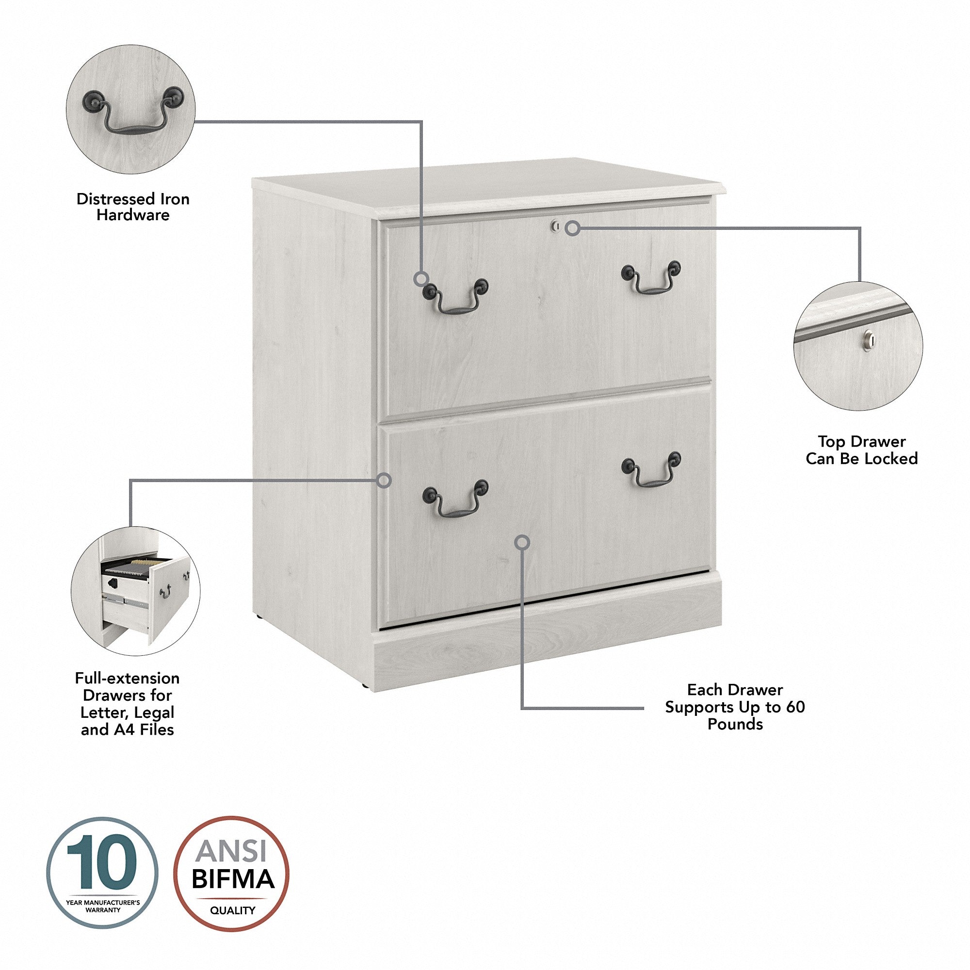 Bush Furniture Saratoga 2 Drawer Lateral File Cabinet