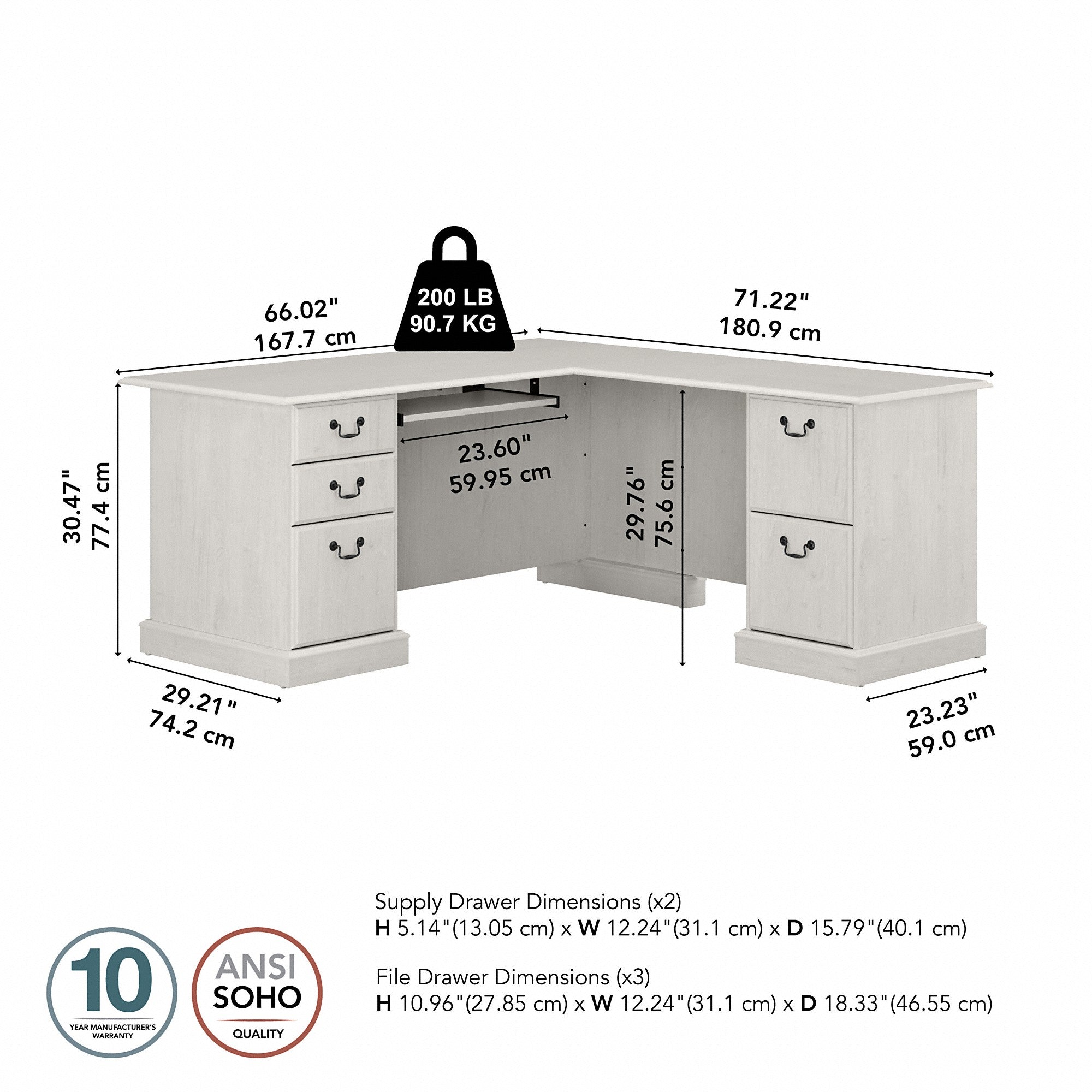 Bush Furniture Saratoga L Shaped Computer Desk with Drawers