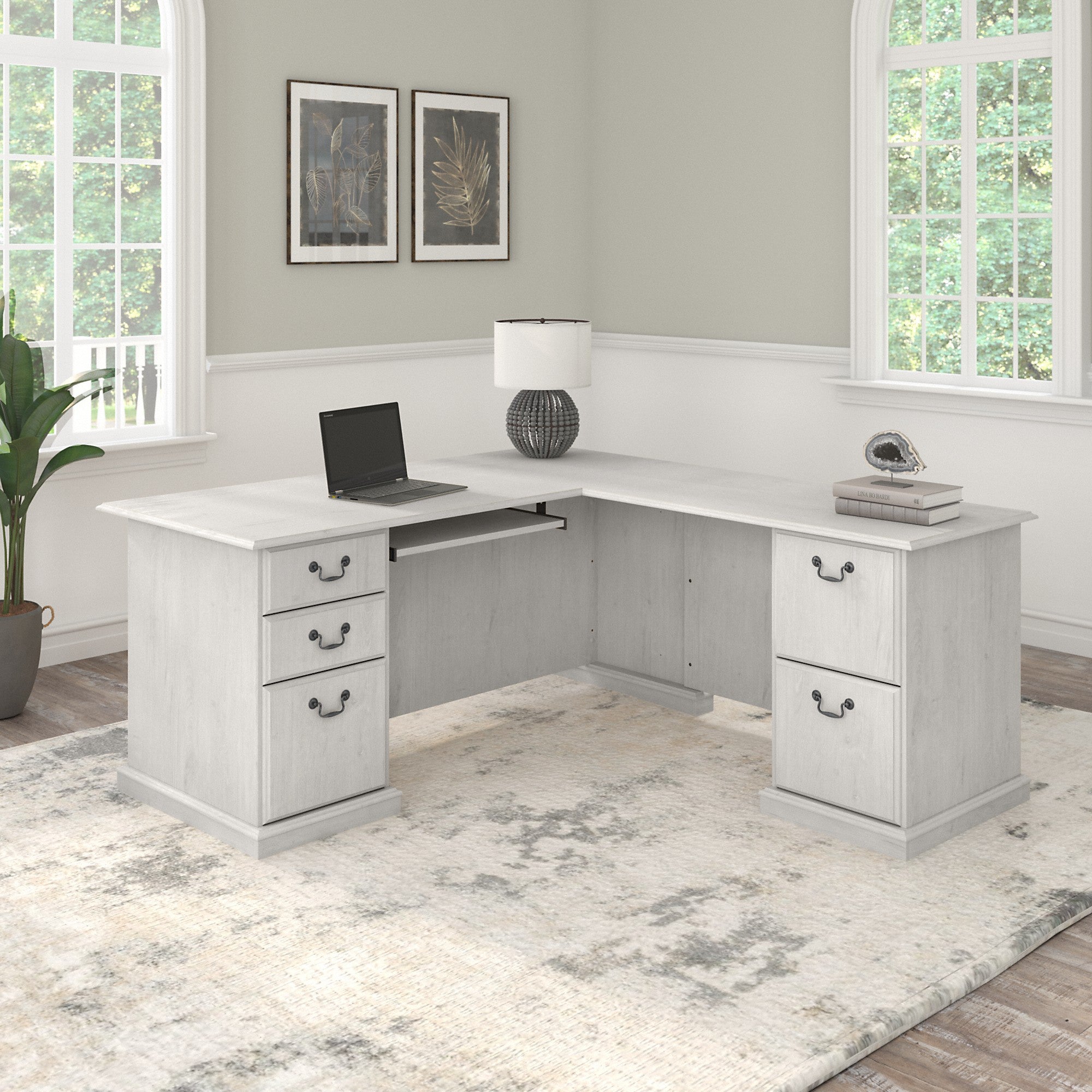 Bush Furniture Saratoga L Shaped Computer Desk with Drawers