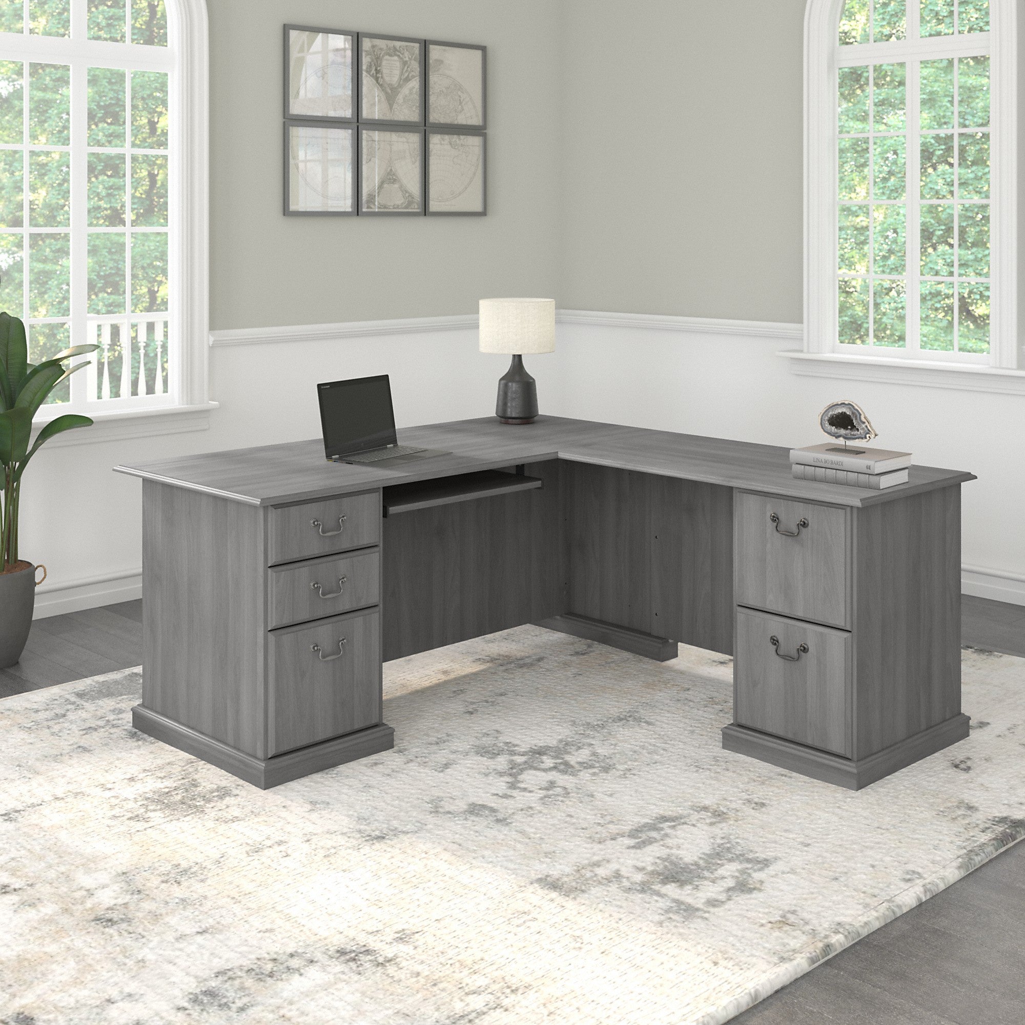 Bush Furniture Saratoga L Shaped Computer Desk with Drawers