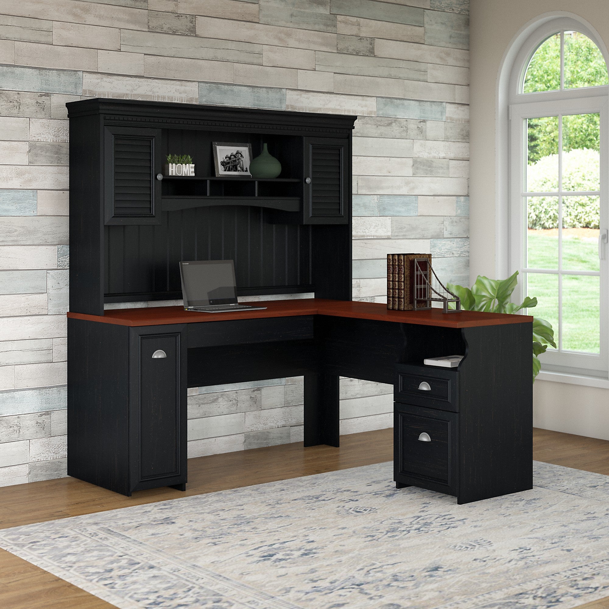 Bush Furniture Fairview 60W L Shaped Desk with Hutch