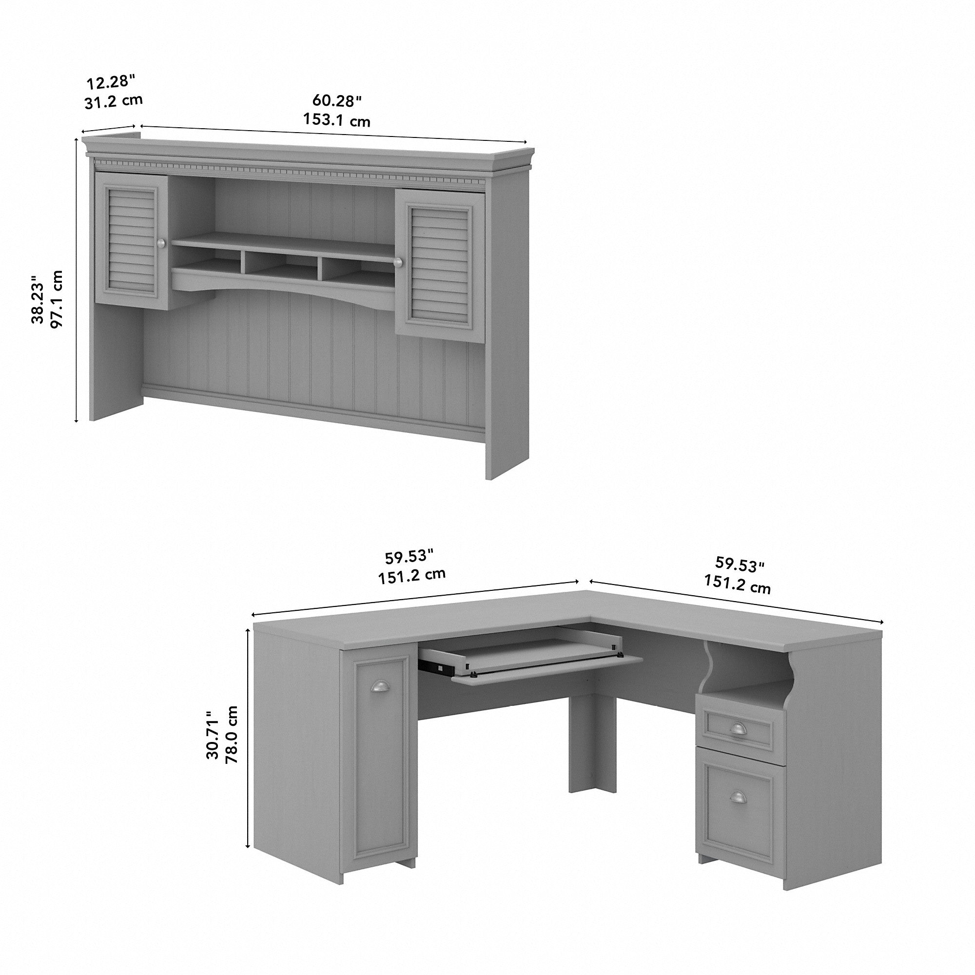 Bush Furniture Fairview 60W L Shaped Desk with Hutch