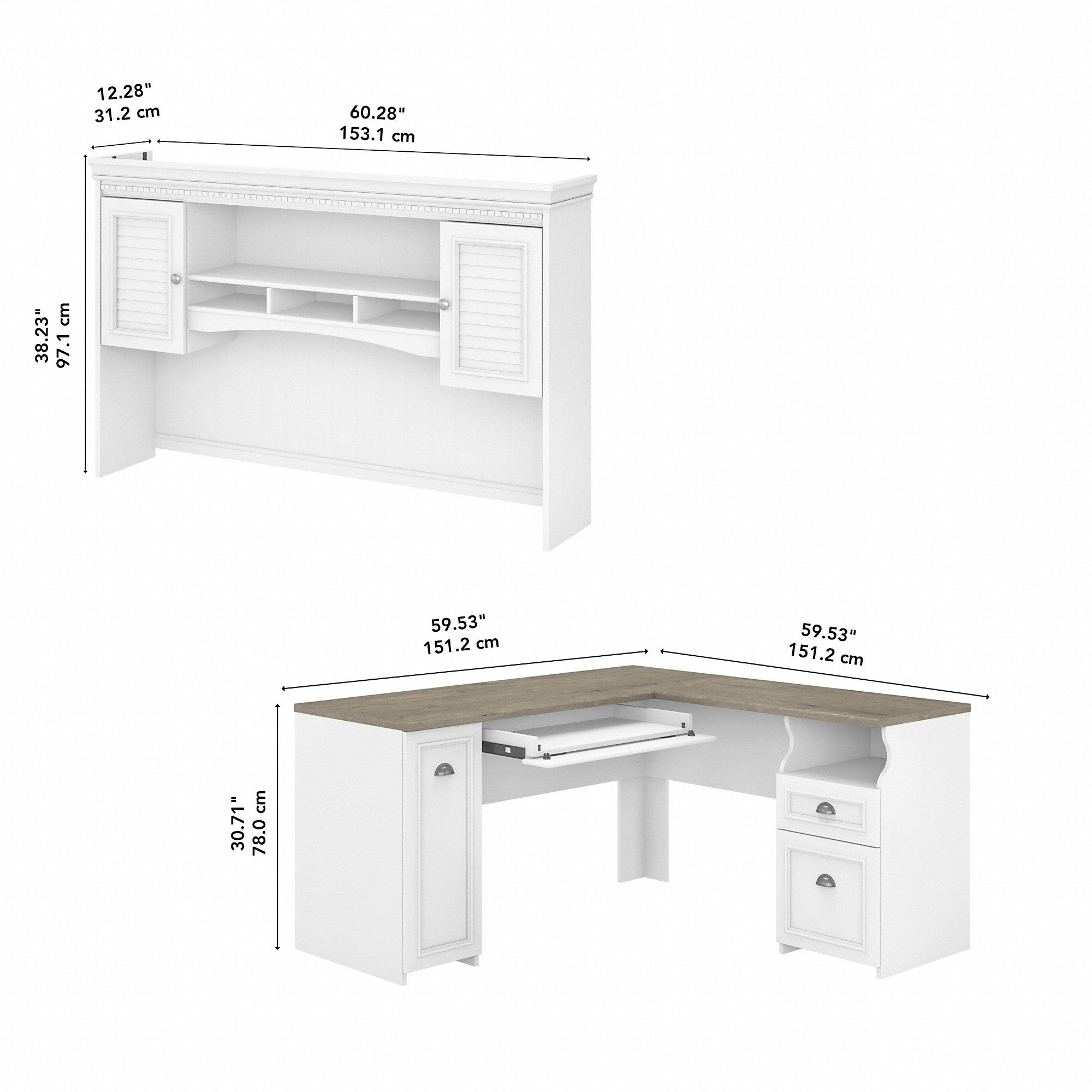 Bush Furniture Fairview 60W L Shaped Desk with Hutch