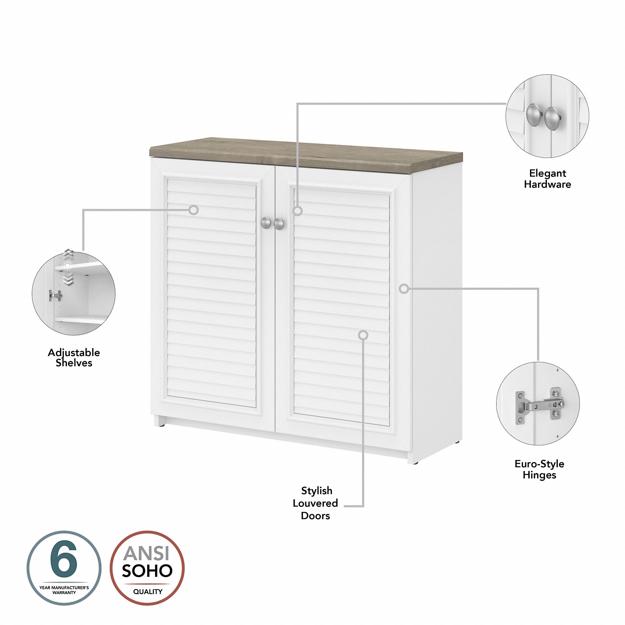 Bush Furniture Fairview 60W L Shaped Desk with Hutch and Small Storage Cabinet