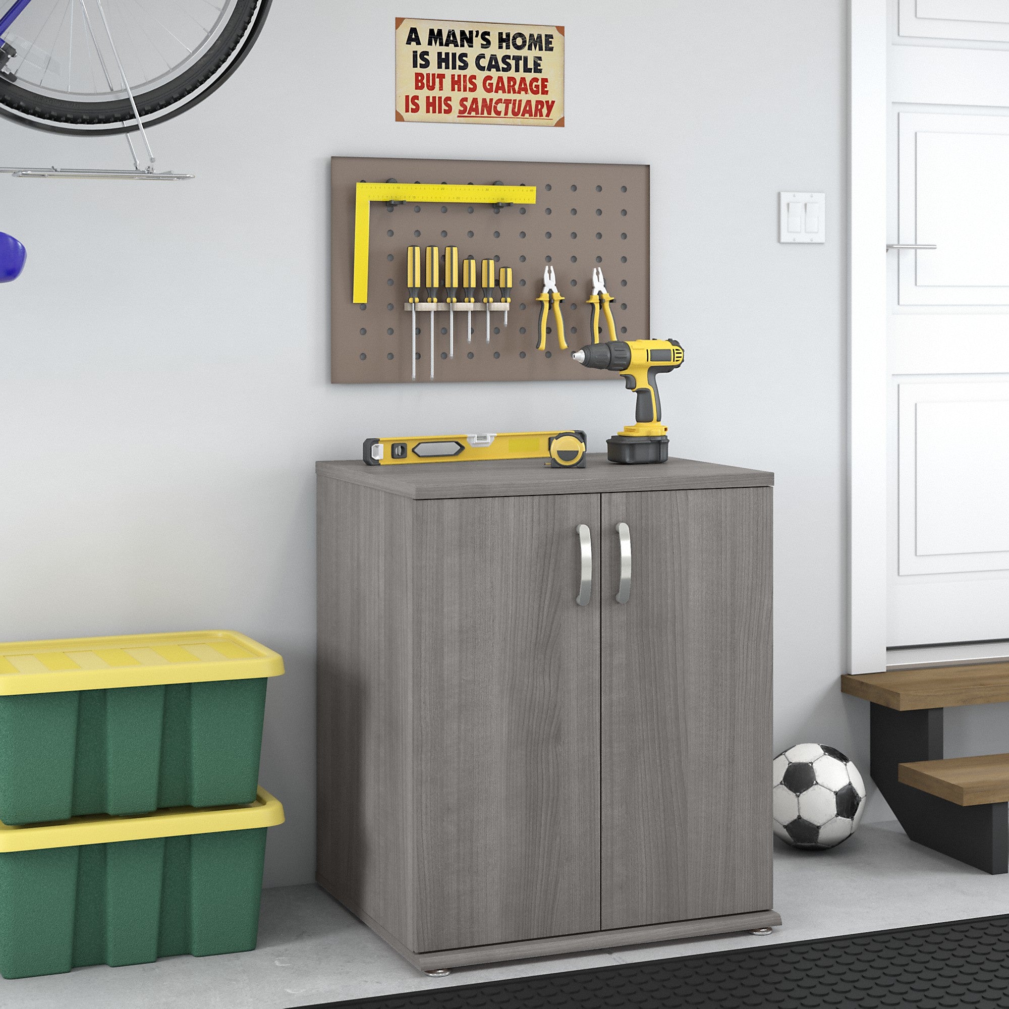 Bush Business Furniture Universal Garage Storage Cabinet with Doors and Shelves