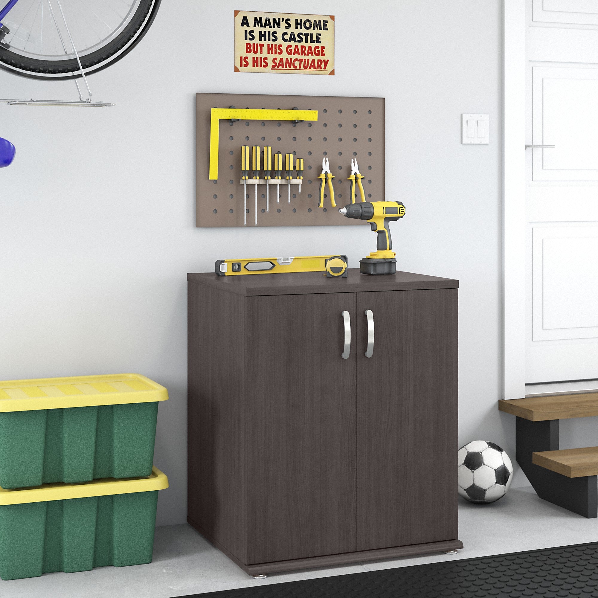 Bush Business Furniture Universal Garage Storage Cabinet with Doors and Shelves