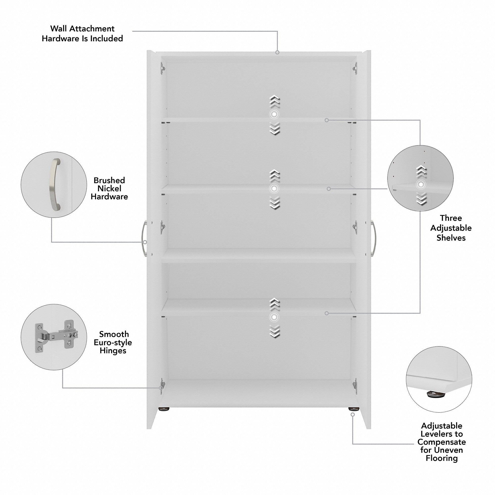 Bush Business Furniture Universal Tall Garage Storage Cabinet with Doors and Shelves