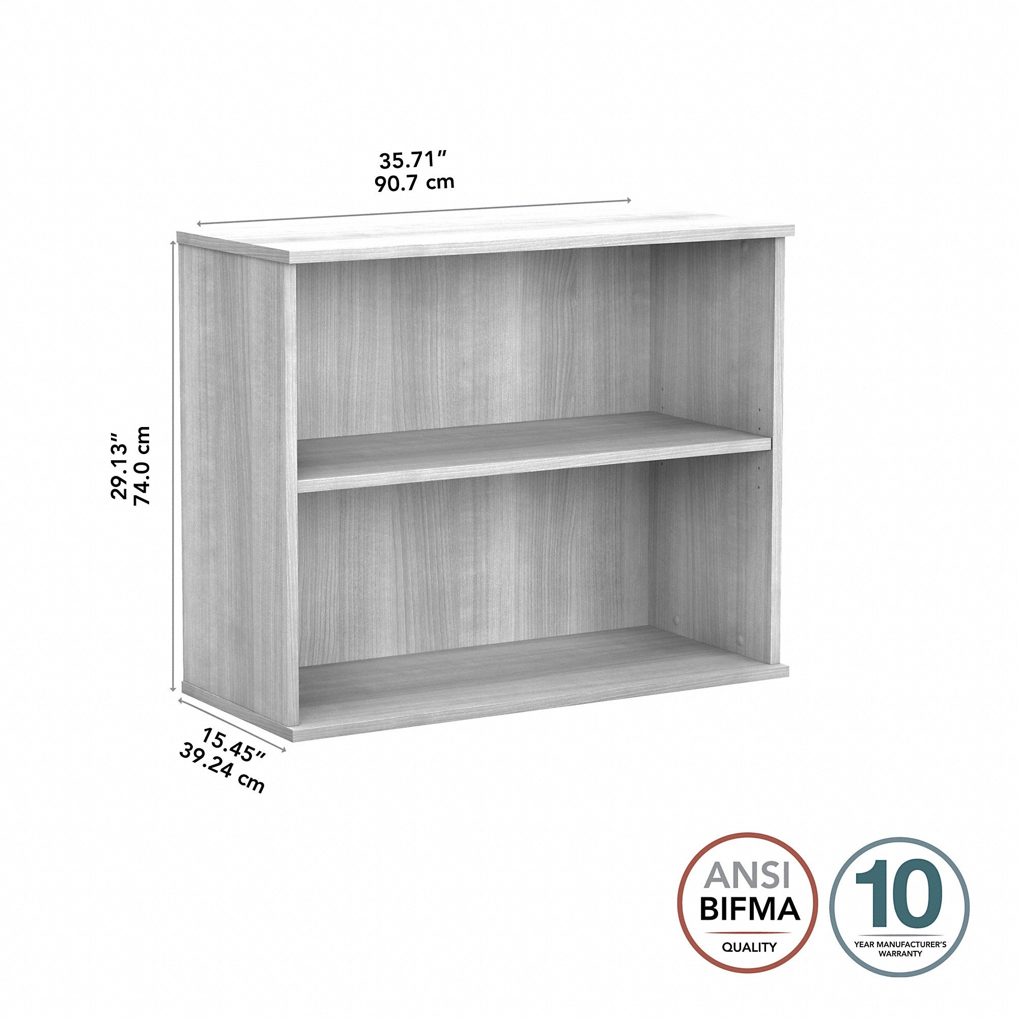 Bush Business Furniture Hybrid Small 2 Shelf Bookcase