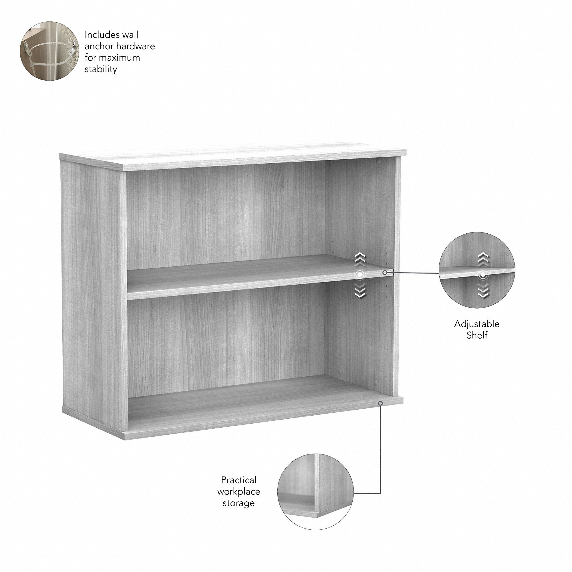 Bush Business Furniture Hybrid Small 2 Shelf Bookcase