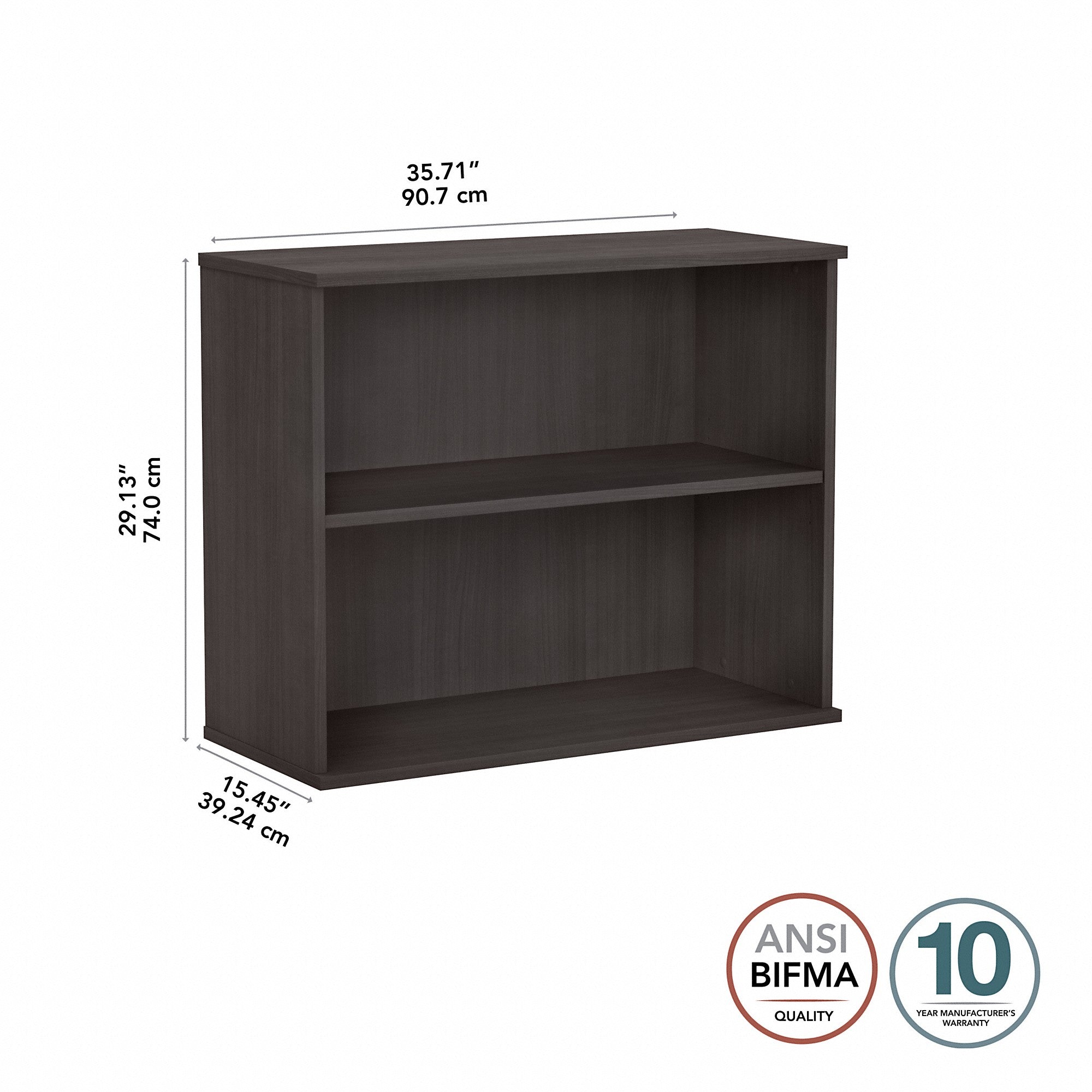 Bush Business Furniture Hybrid Small 2 Shelf Bookcase