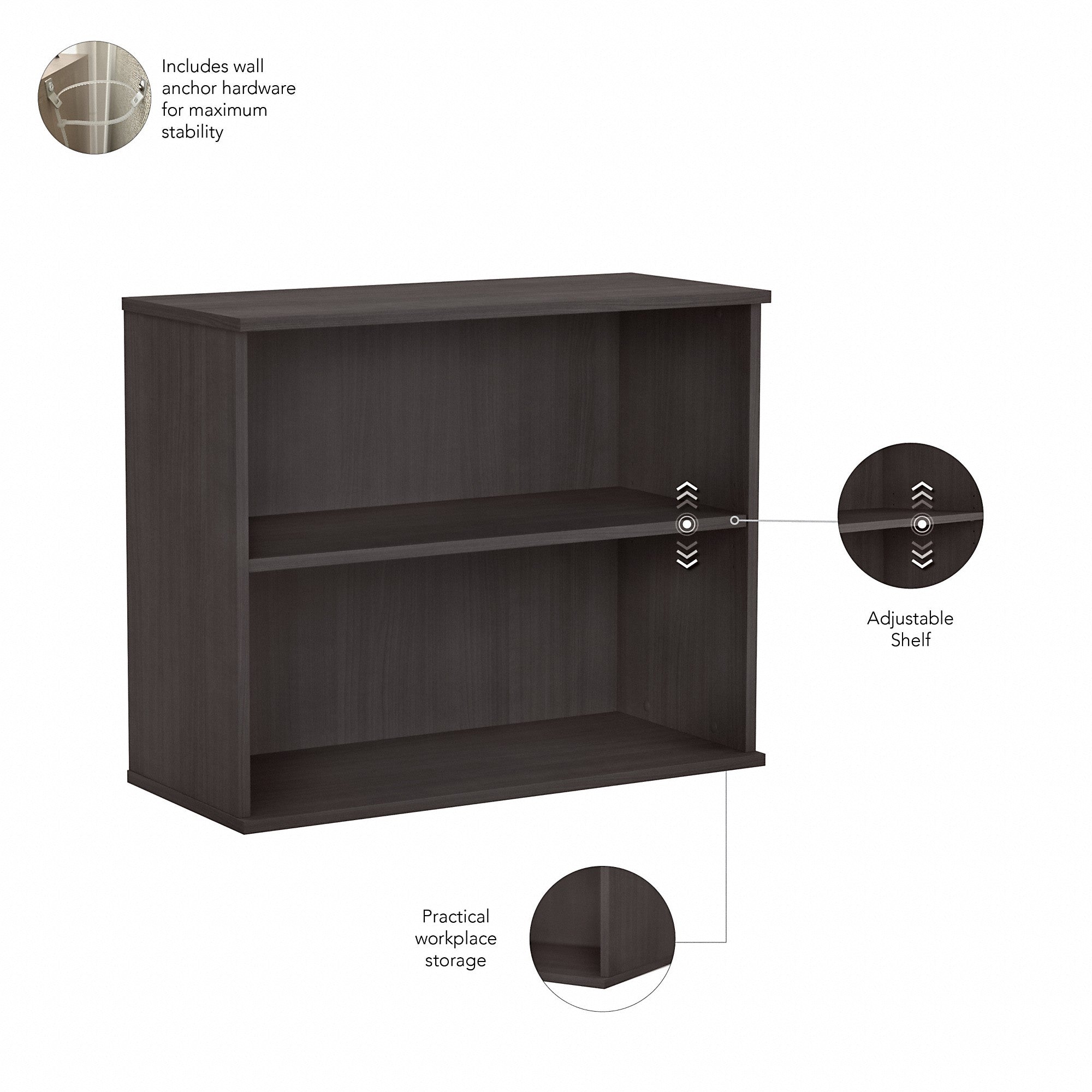 Bush Business Furniture Hybrid Small 2 Shelf Bookcase