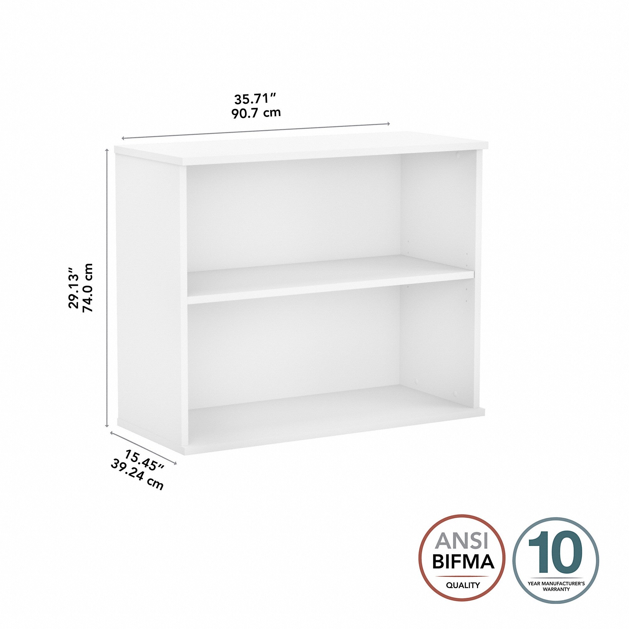 Bush Business Furniture Hybrid Small 2 Shelf Bookcase