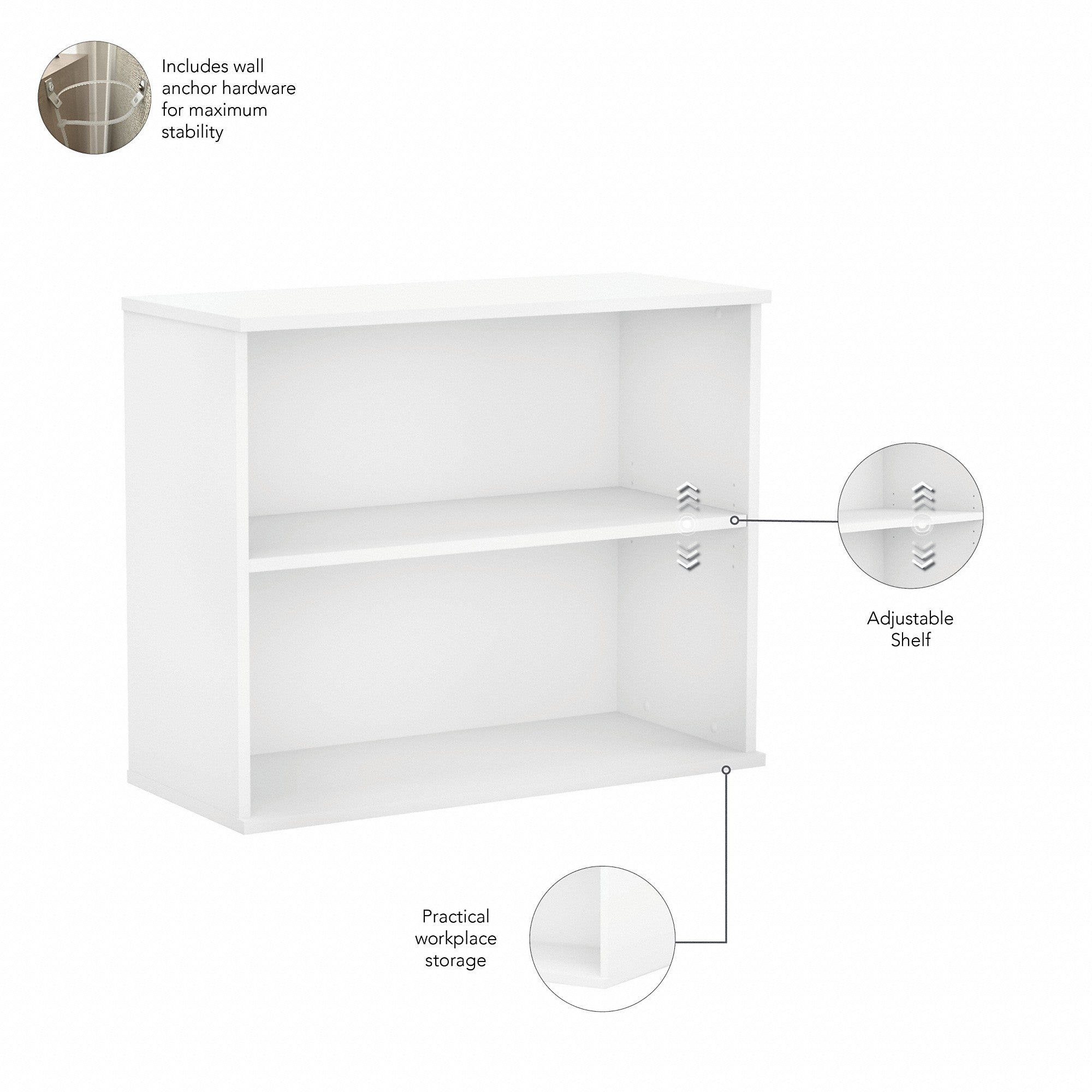 Bush Business Furniture Hybrid Small 2 Shelf Bookcase