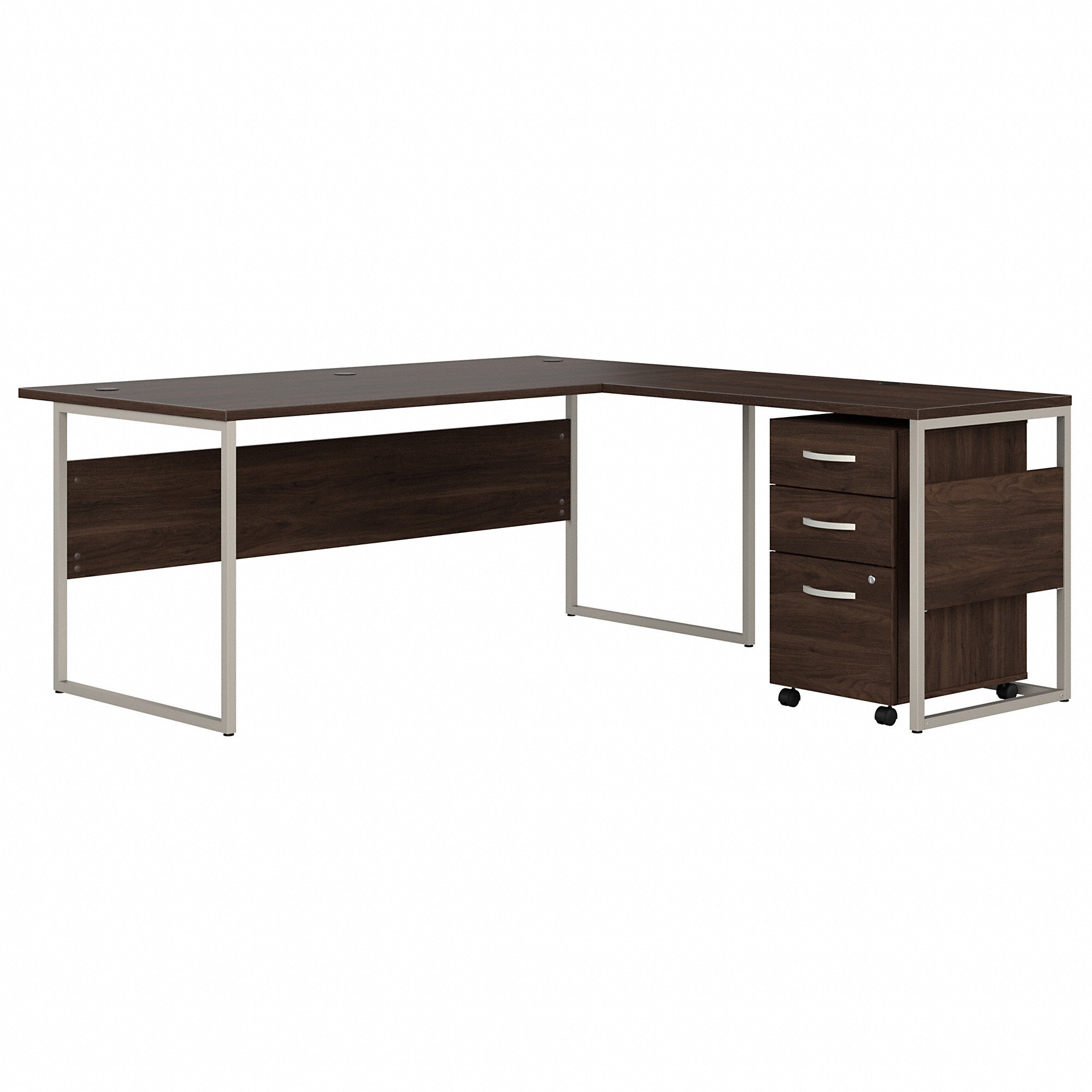 Bush Business Furniture Hybrid 72W x 36D L Shaped Table Desk with 3 Drawer Mobile File Cabinet