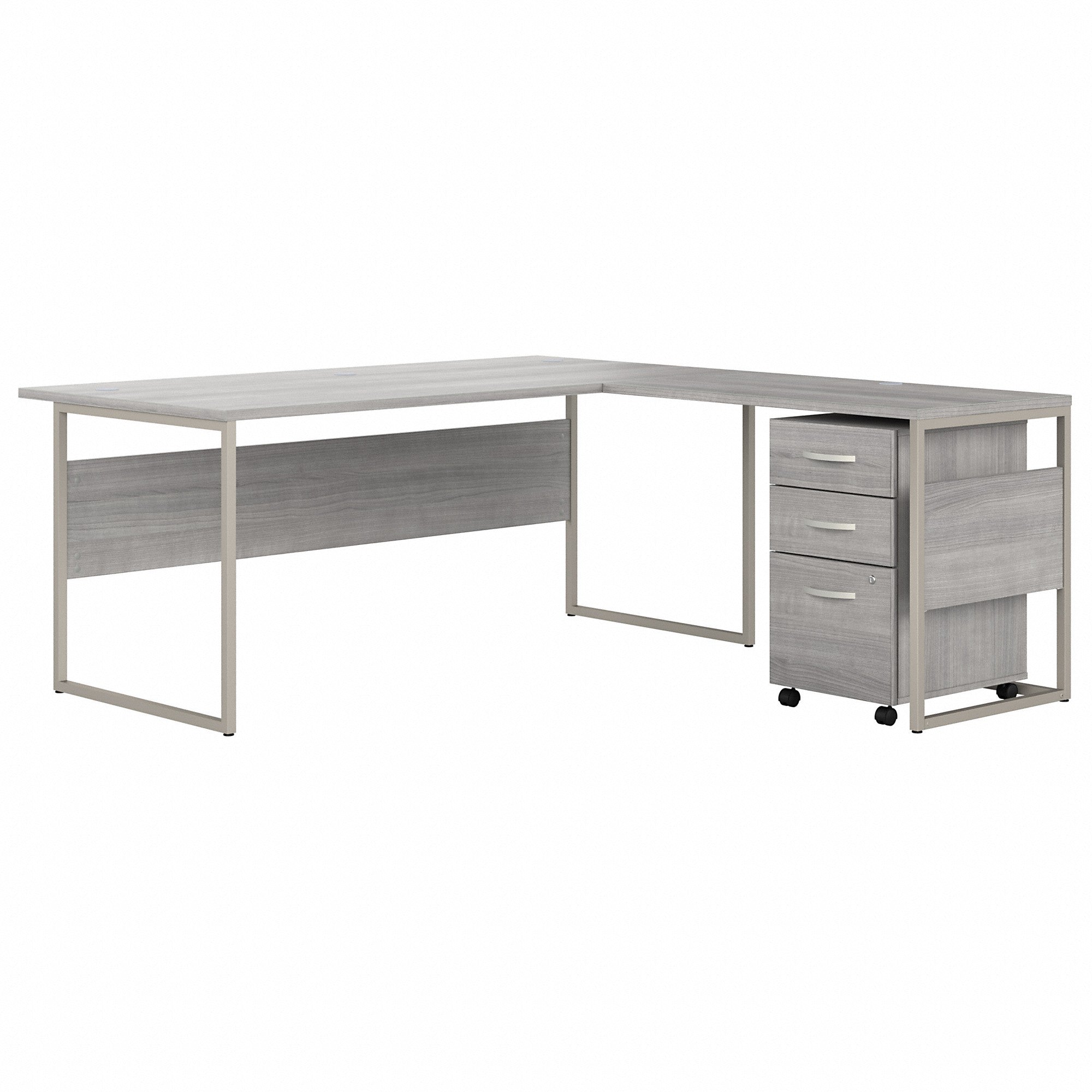 Bush Business Furniture Hybrid 72W x 36D L Shaped Table Desk with 3 Drawer Mobile File Cabinet