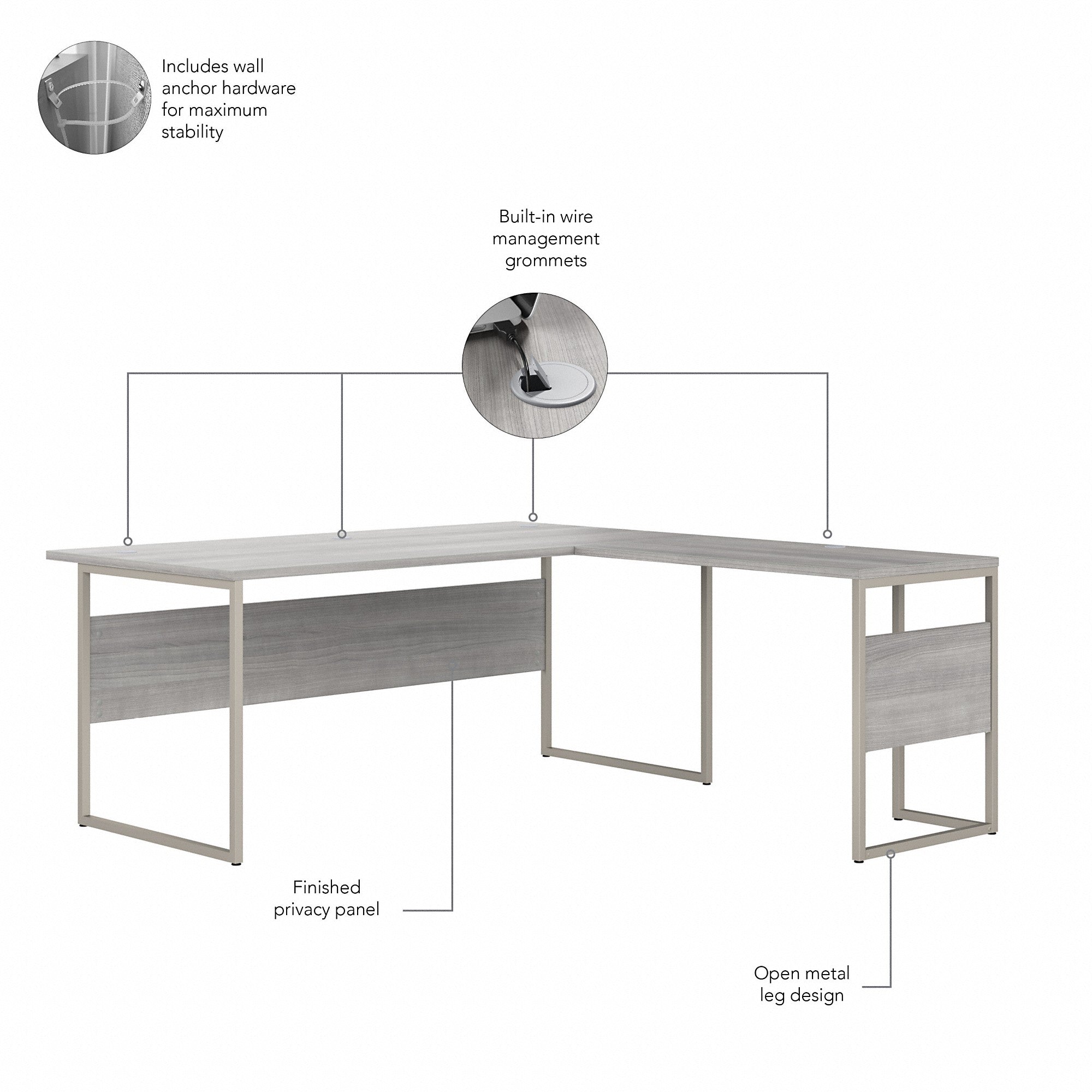 Bush Business Furniture Hybrid 72W x 36D L Shaped Table Desk with 3 Drawer Mobile File Cabinet