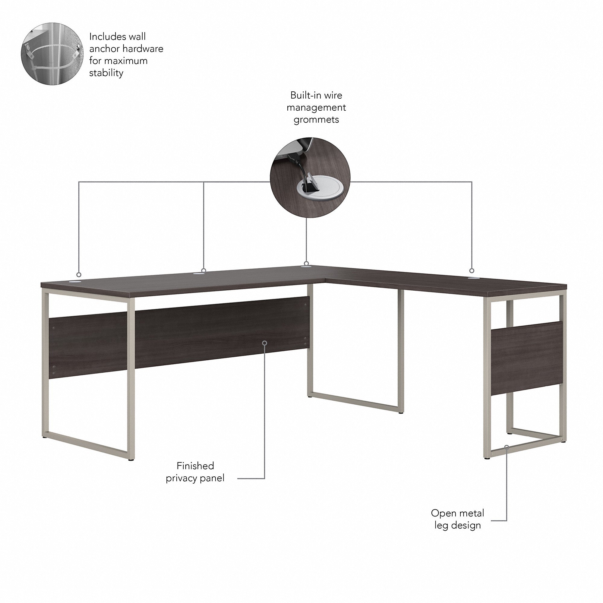 Bush Business Furniture Hybrid 72W x 36D L Shaped Table Desk with 3 Drawer Mobile File Cabinet