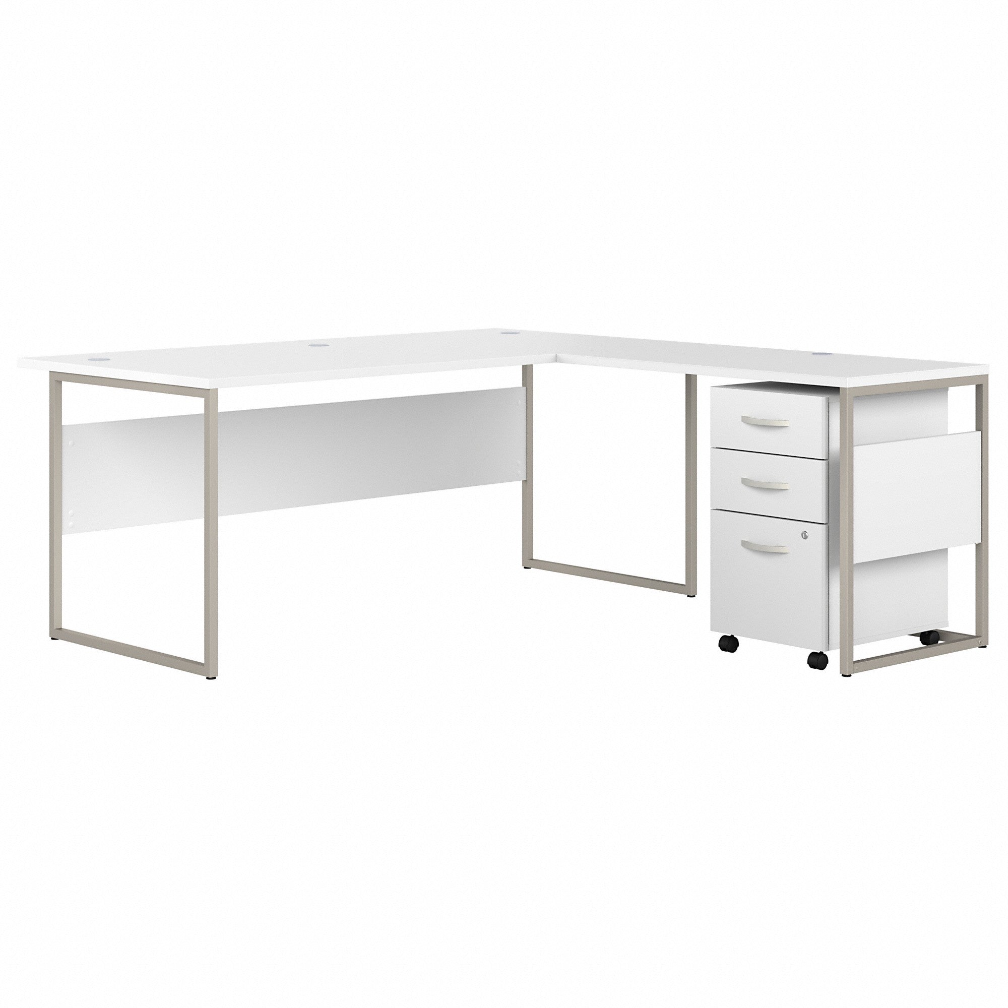 Bush Business Furniture Hybrid 72W x 36D L Shaped Table Desk with 3 Drawer Mobile File Cabinet