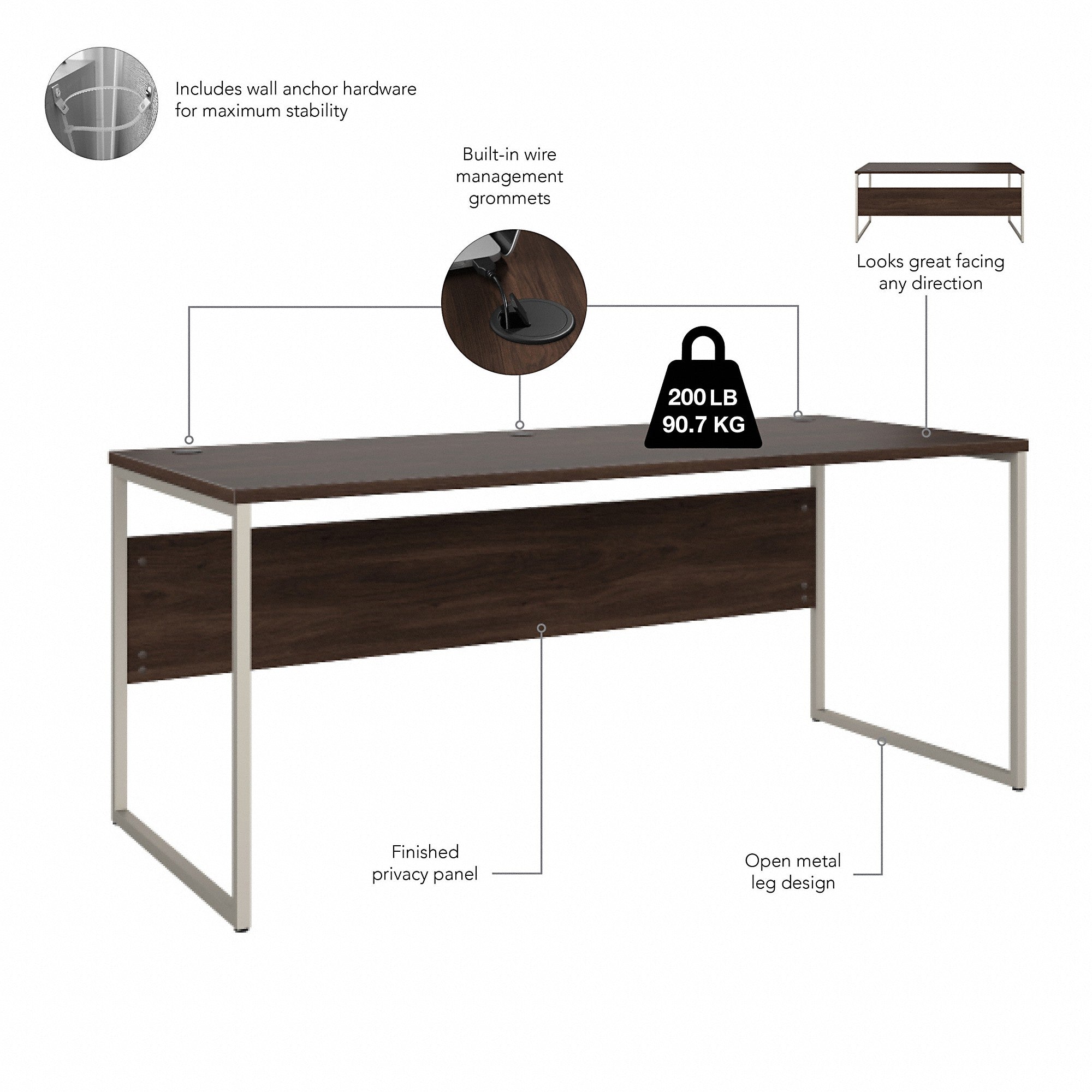 Bush Business Furniture Hybrid 72W x 30D Computer Table Desk with Storage and Mobile File Cabinet